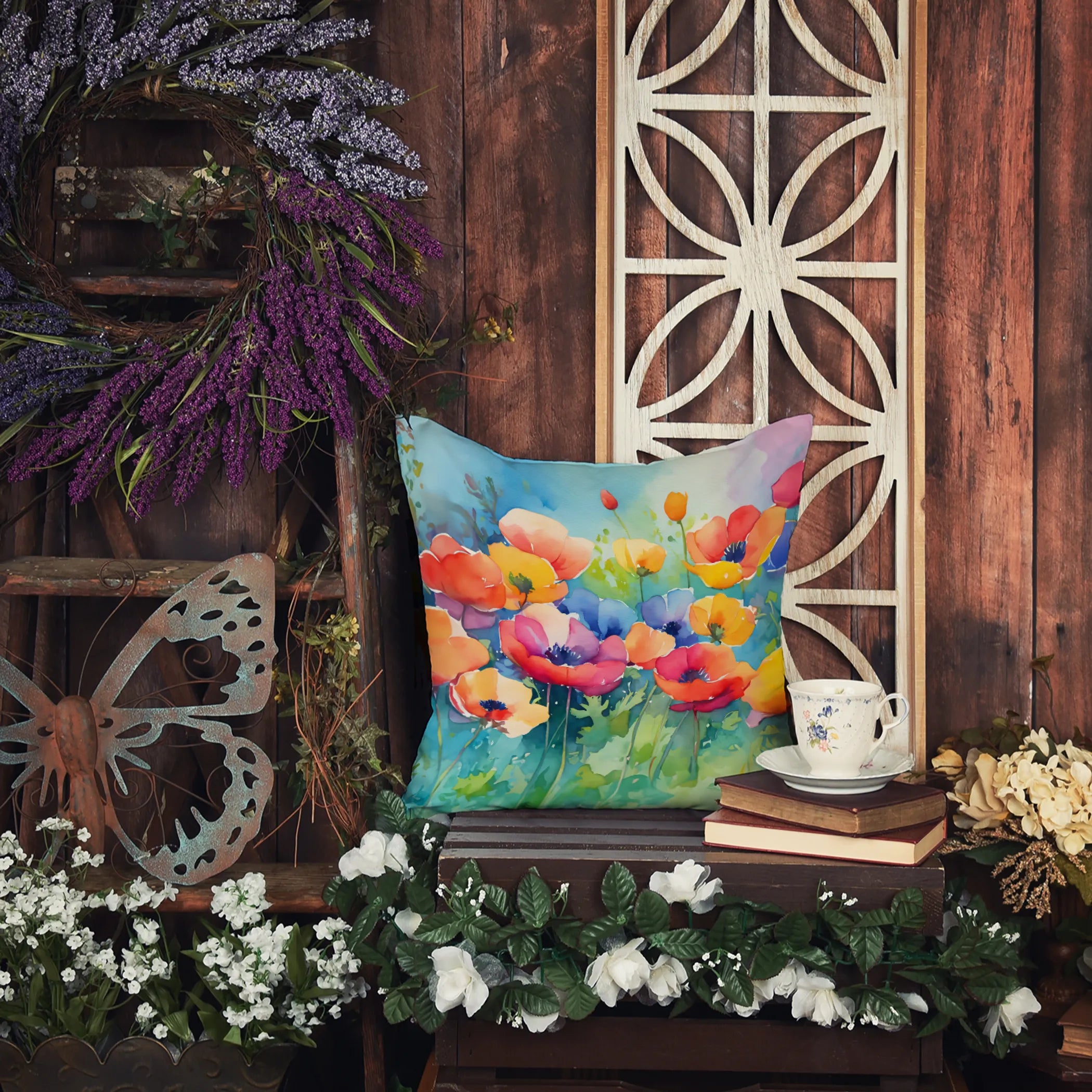 Flowers in Watercolor Throw Pillow - Pack Of: 1 | Collection name: Flowers in watercolor