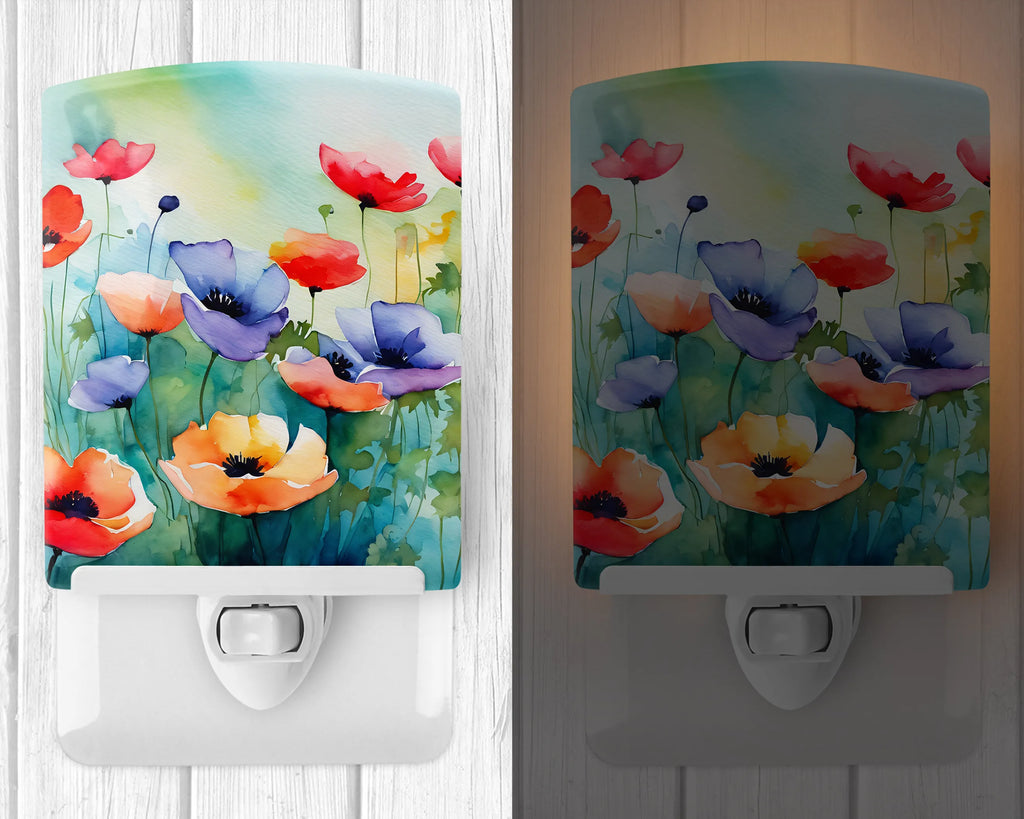 Flowers in Watercolor Ceramic Night Light - Pack Of: 1 | Collection name: Flowers in watercolor