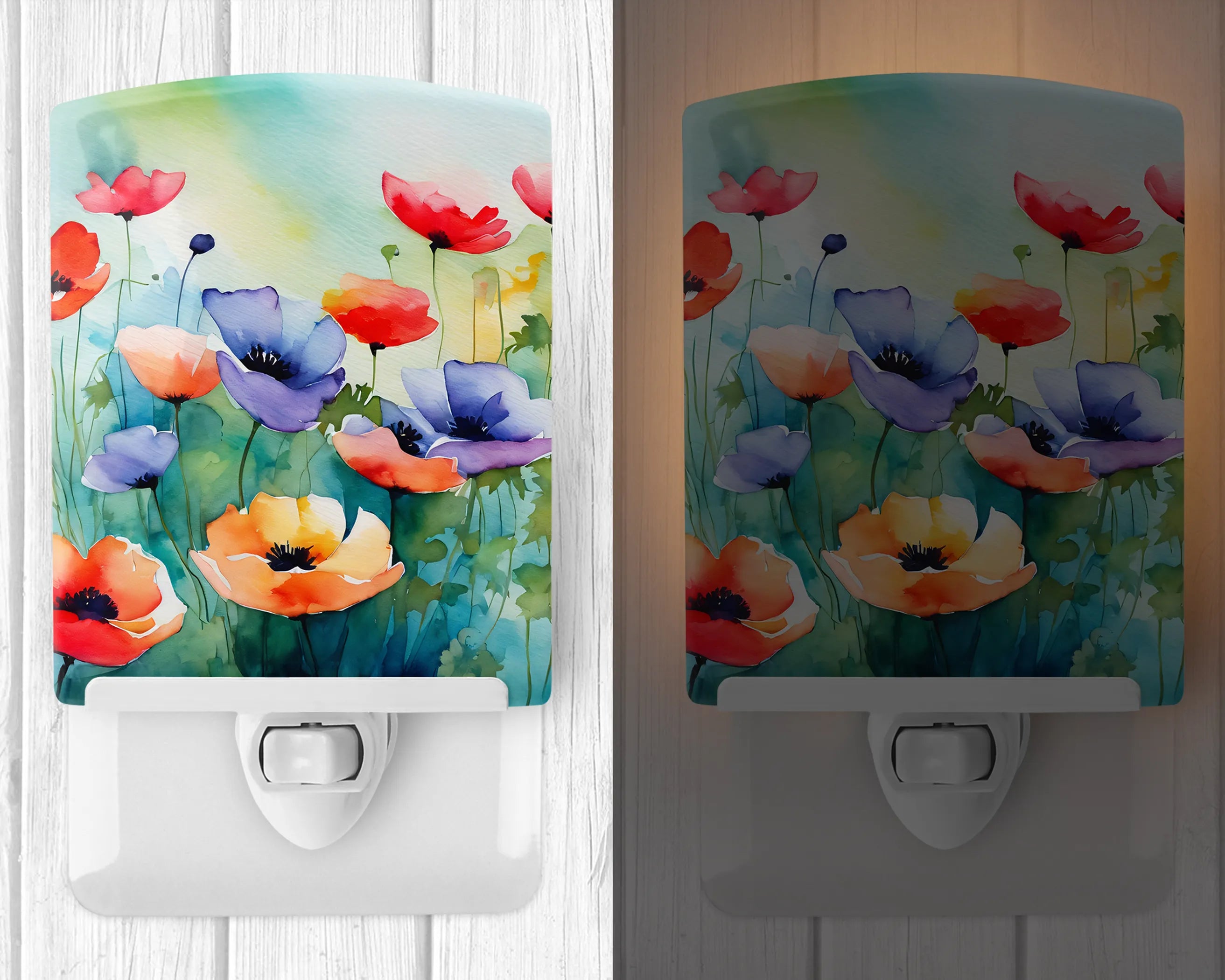 Flowers in Watercolor Ceramic Night Light - Pack Of: 1 | Collection name: Flowers in watercolor