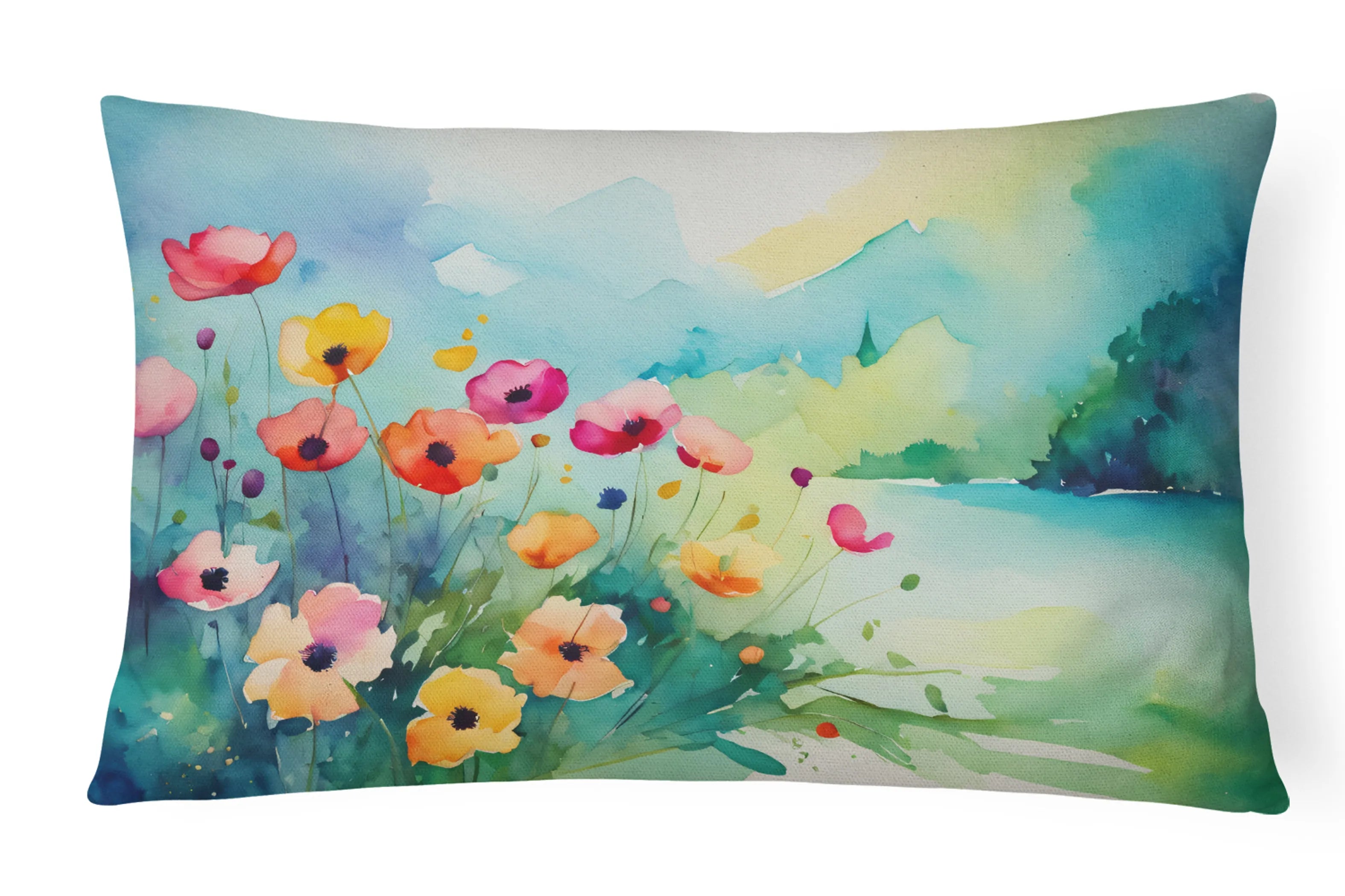 Flowers in Watercolor Throw Pillow - Pack Of: 1 | Collection name: Flowers in watercolor