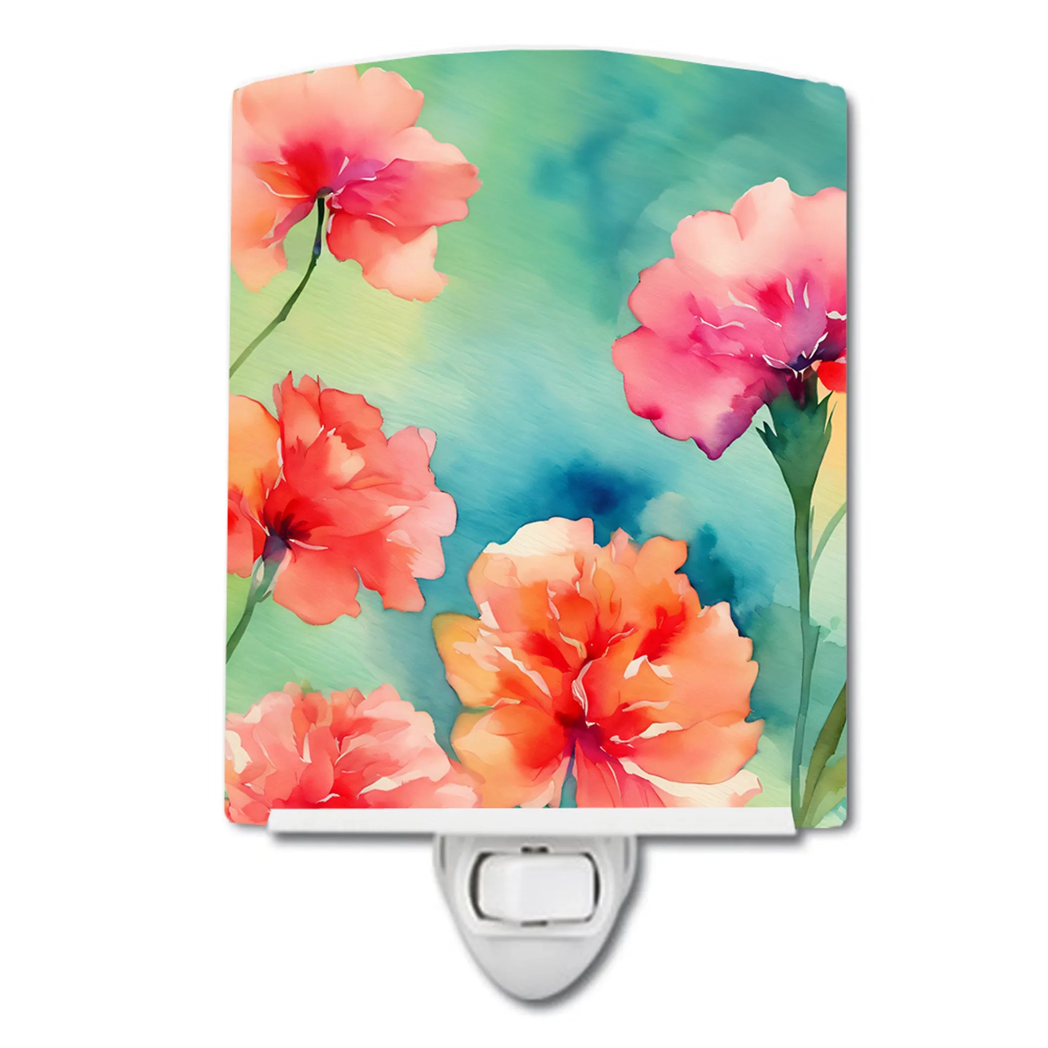 Flowers in Watercolor Ceramic Night Light - Pack Of: 1 | Collection name: Flowers in watercolor