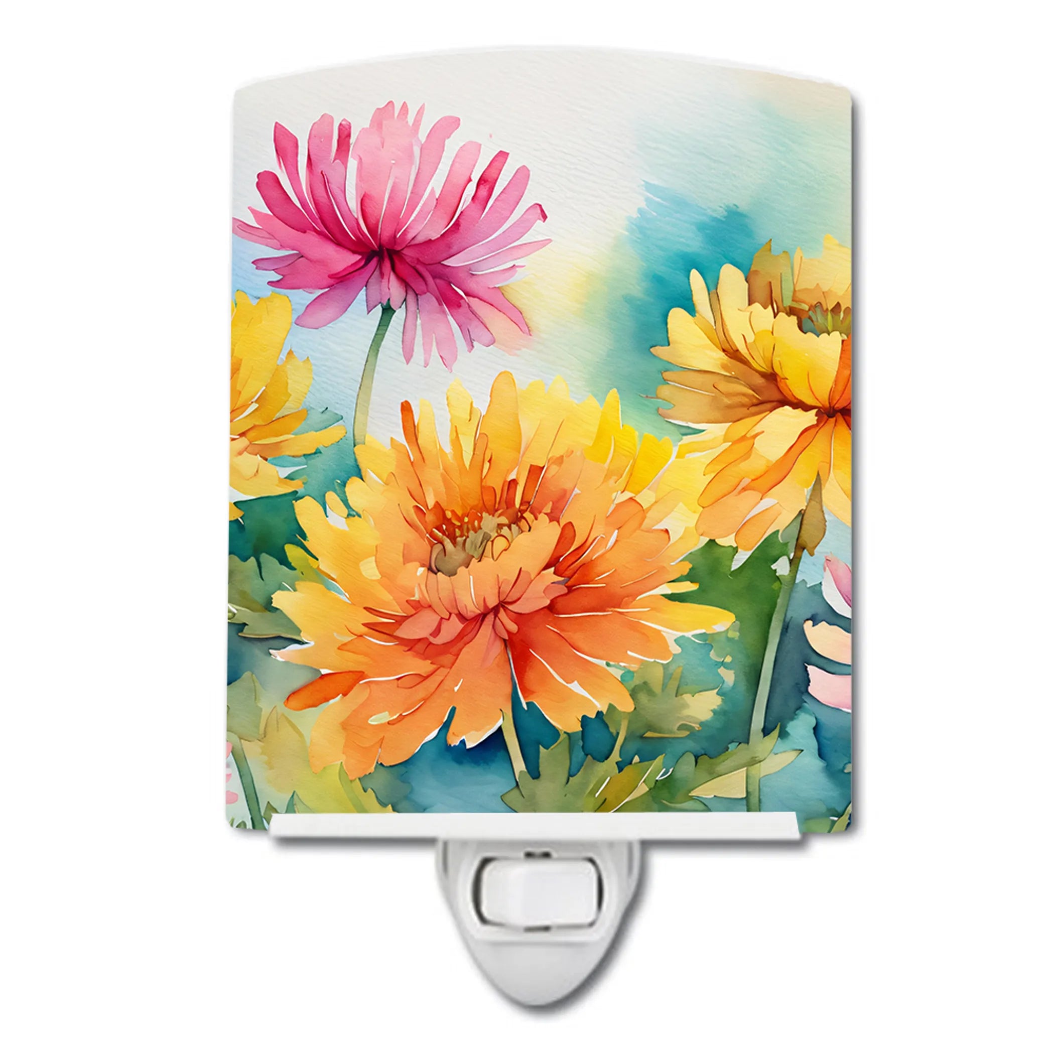 Flowers in Watercolor Ceramic Night Light - Pack Of: 1 | Collection name: Flowers in watercolor