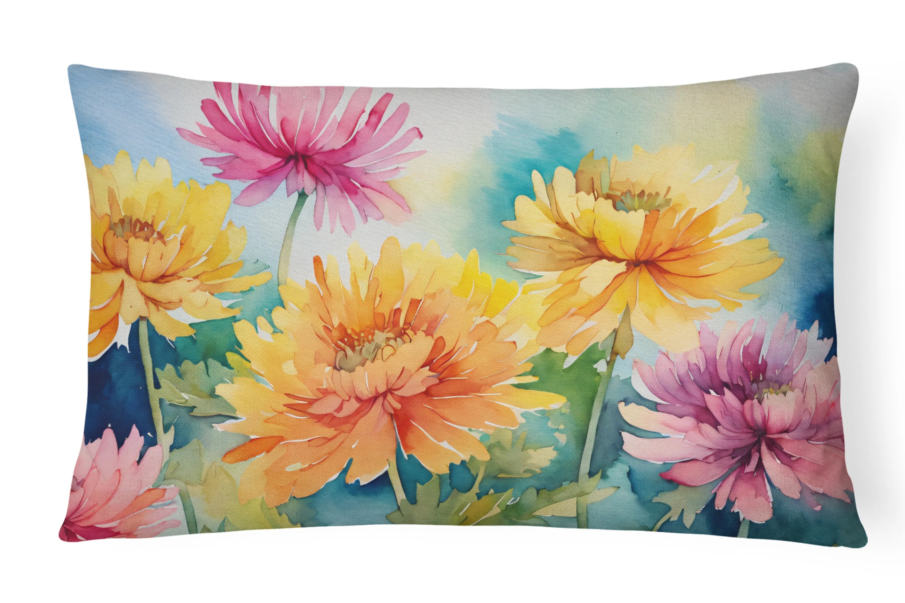 Flowers in Watercolor Throw Pillow - Pack Of: 1 | Collection name: Flowers in watercolor
