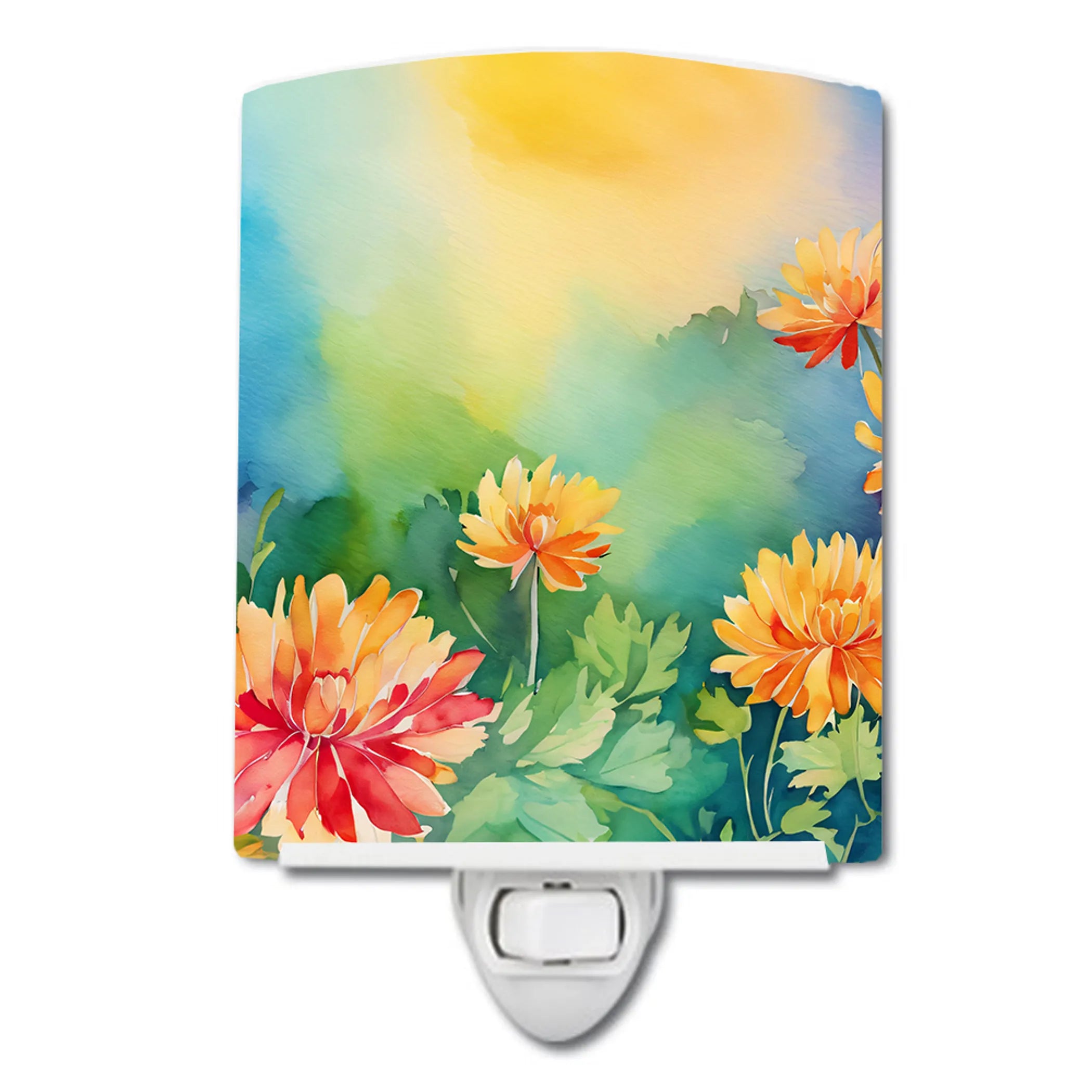 Flowers in Watercolor Ceramic Night Light - Pack Of: 1 | Collection name: Flowers in watercolor
