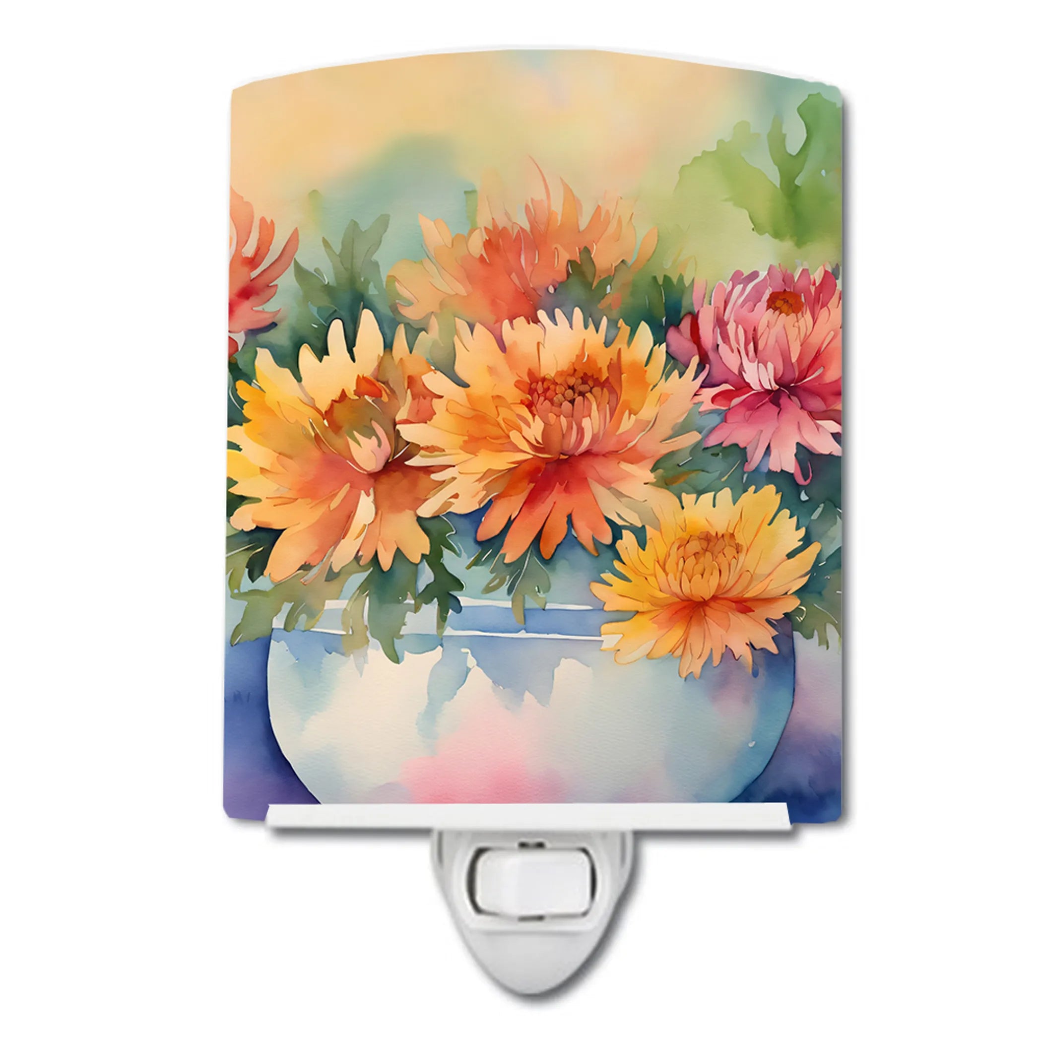 Flowers in Watercolor Ceramic Night Light - Pack Of: 1 | Collection name: Flowers in watercolor