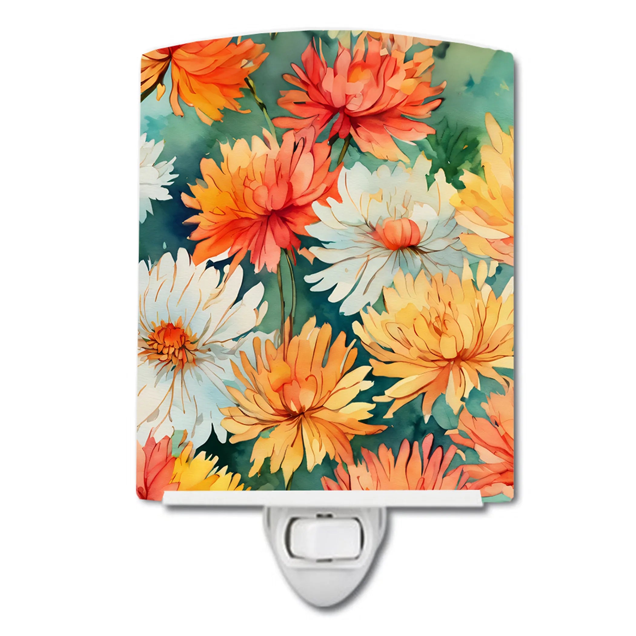 Flowers in Watercolor Ceramic Night Light - Pack Of: 1 | Collection name: Flowers in watercolor