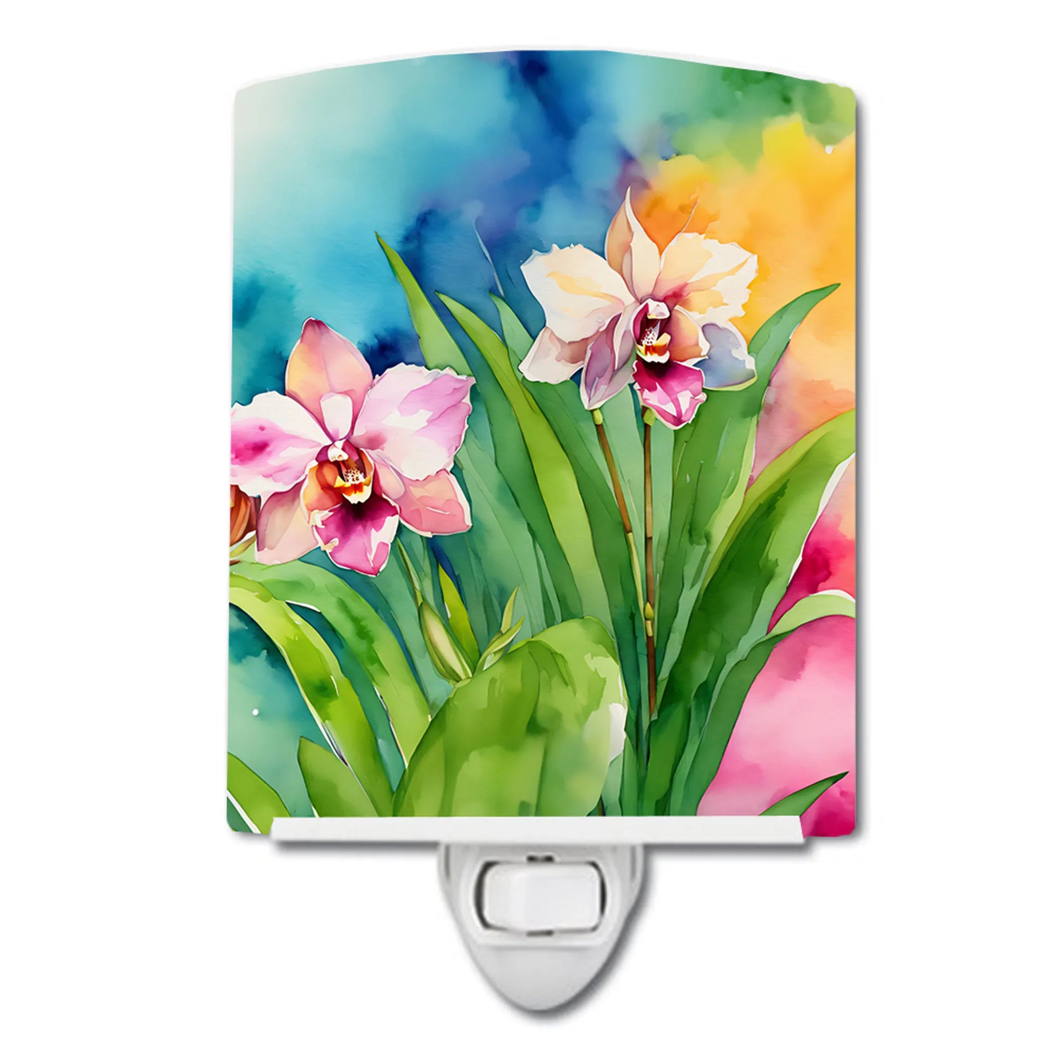 Flowers in Watercolor Ceramic Night Light - Pack Of: 1 | Collection name: Flowers in watercolor