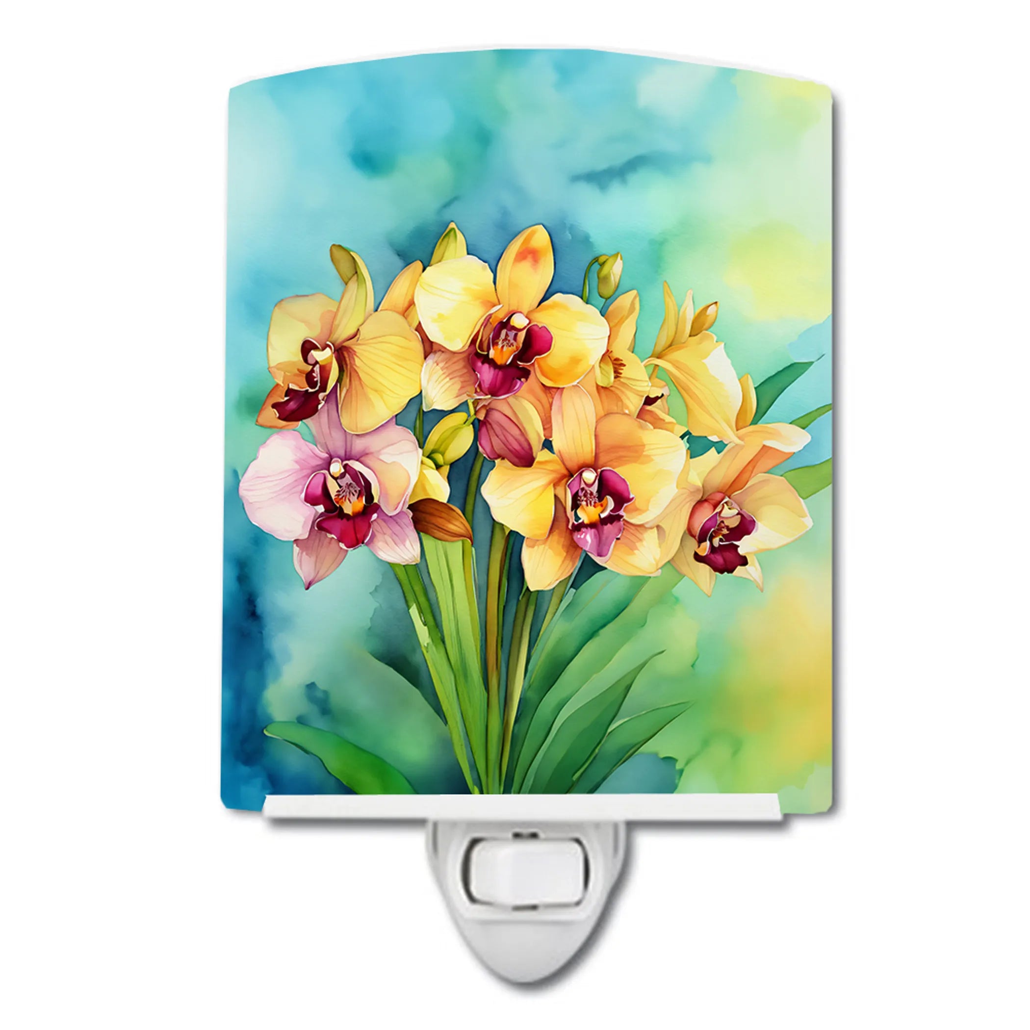 Flowers in Watercolor Ceramic Night Light - Pack Of: 1 | Collection name: Flowers in watercolor