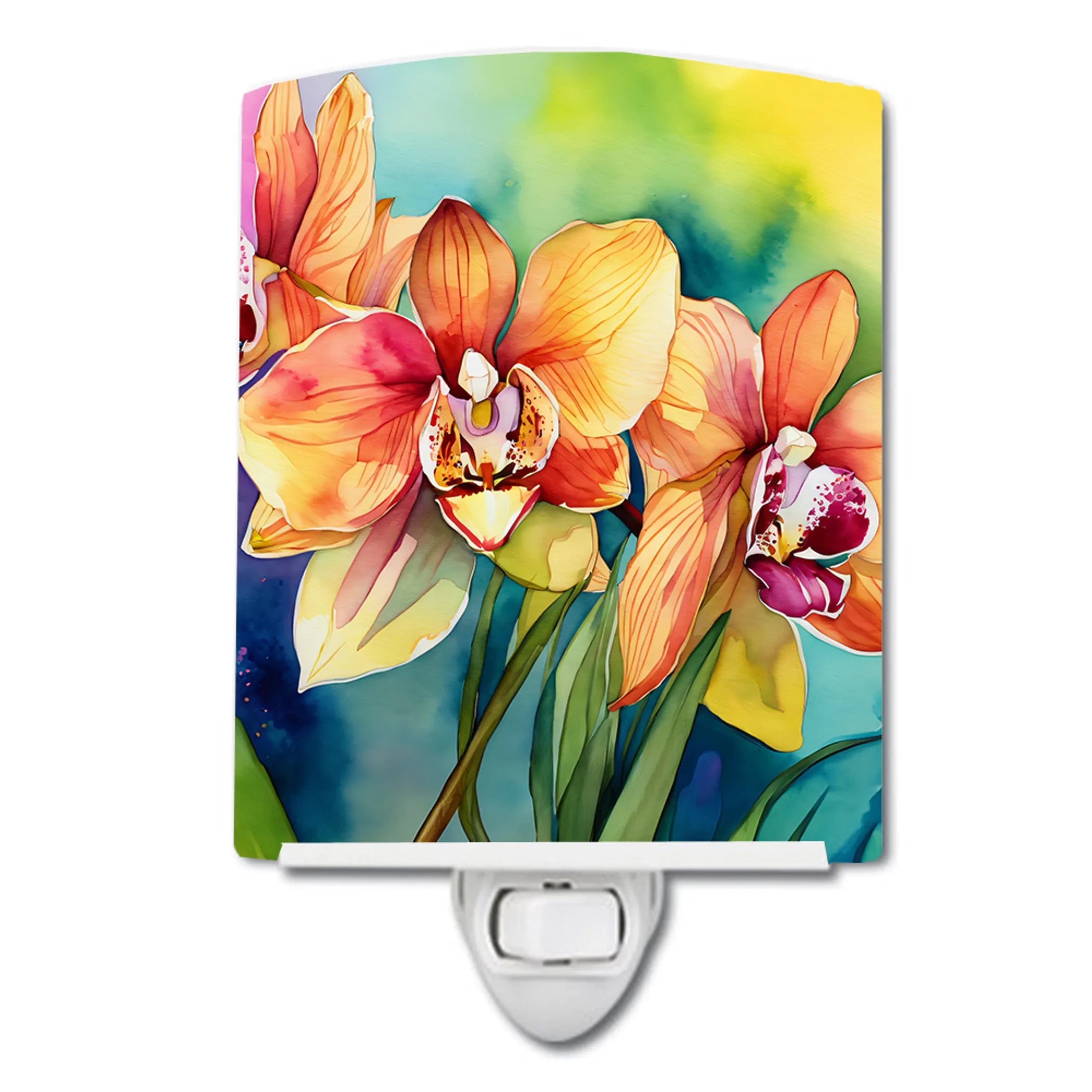 Flowers in Watercolor Ceramic Night Light - Pack Of: 1 | Collection name: Flowers in watercolor
