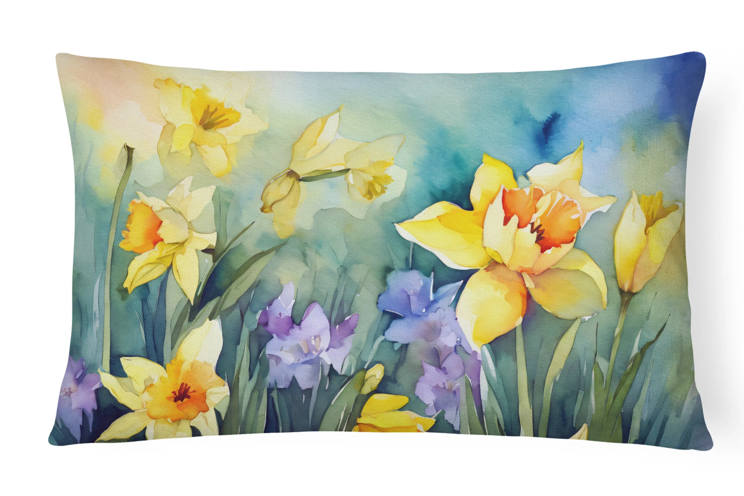 Flowers in Watercolor Throw Pillow - Pack Of: 1 | Collection name: Flowers in watercolor