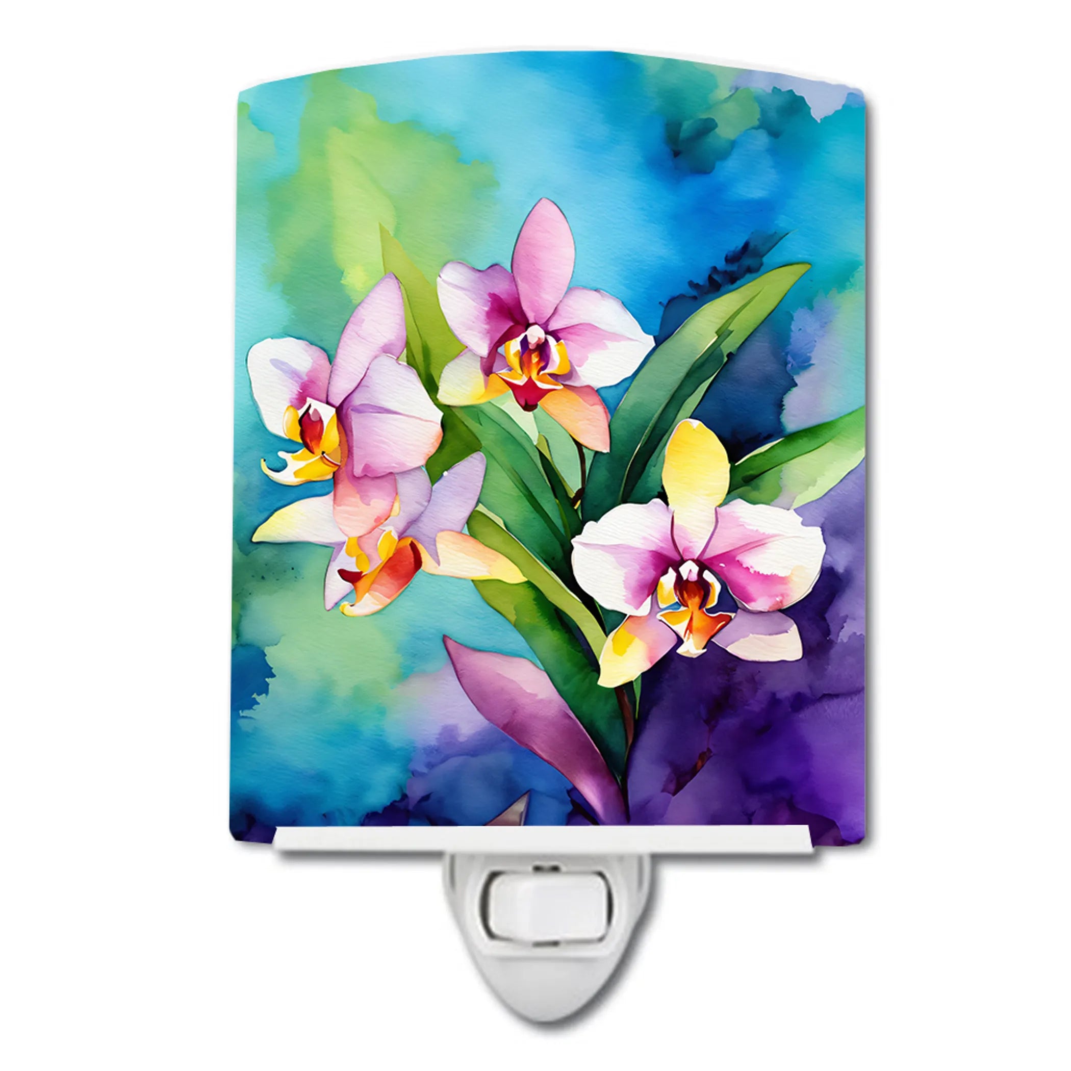Flowers in Watercolor Ceramic Night Light - Pack Of: 1 | Collection name: Flowers in watercolor