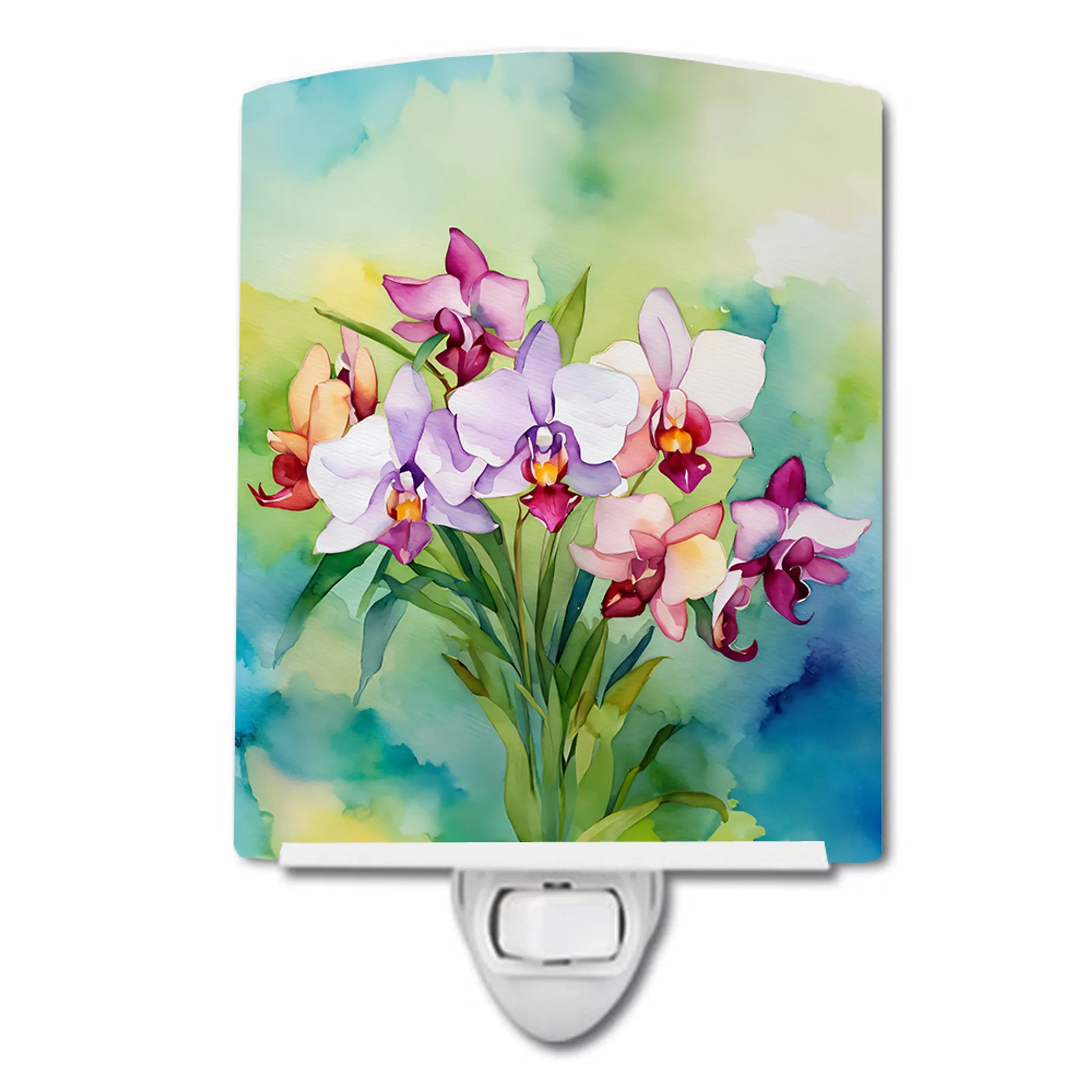 Flowers in Watercolor Ceramic Night Light - Pack Of: 1 | Collection name: Flowers in watercolor