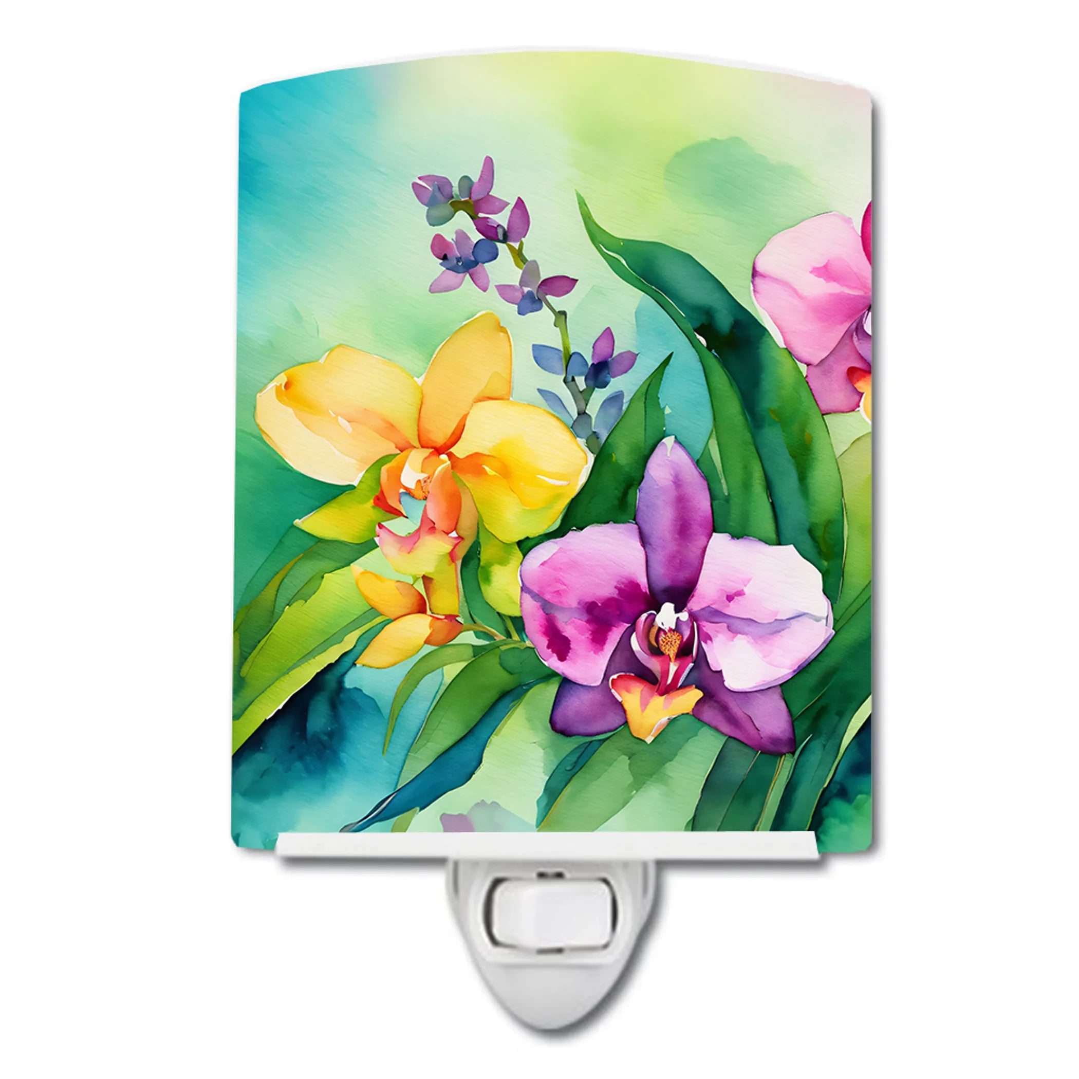 Flowers in Watercolor Ceramic Night Light - Pack Of: 1 | Collection name: Flowers in watercolor