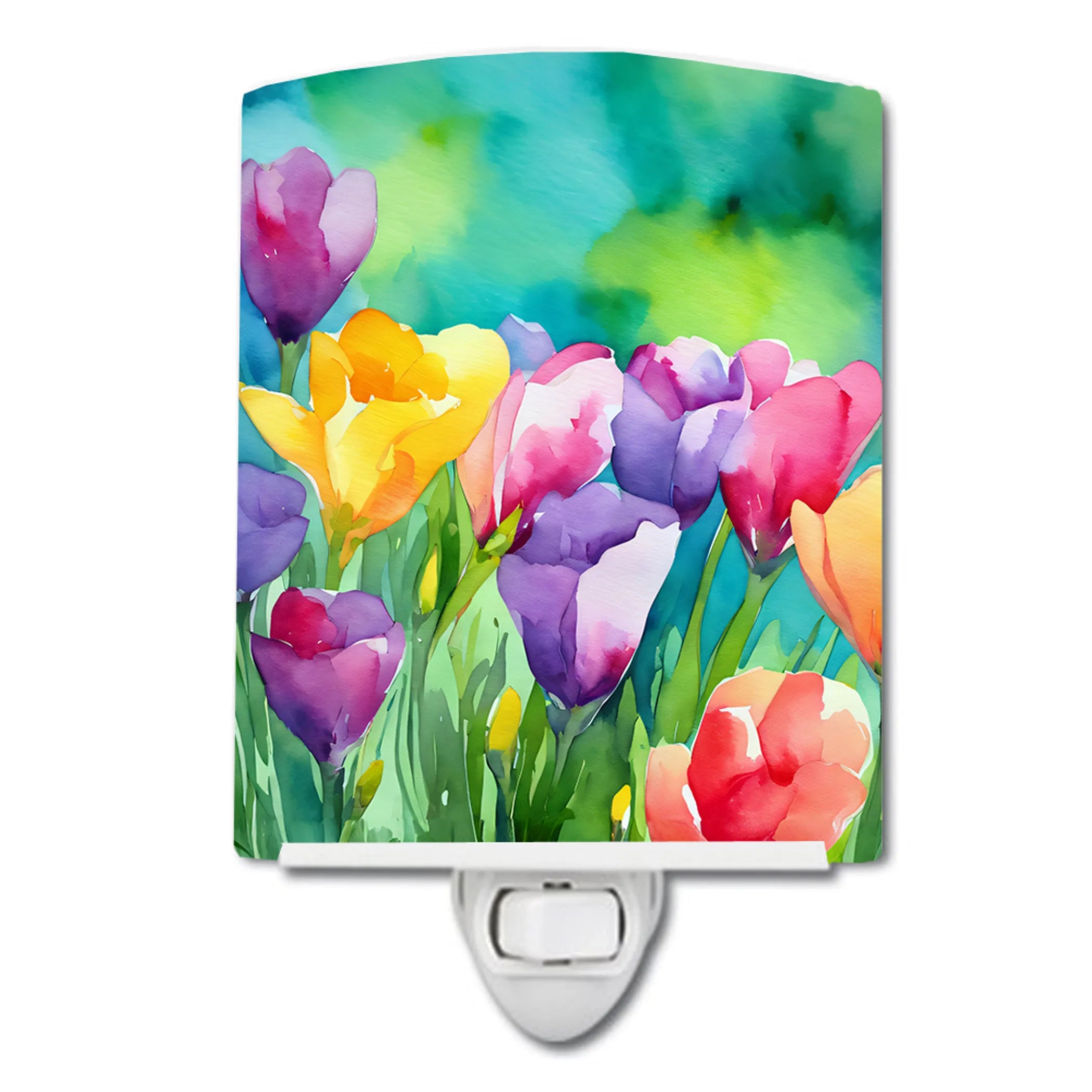 Flowers in Watercolor Ceramic Night Light - Pack Of: 1 | Collection name: Flowers in watercolor
