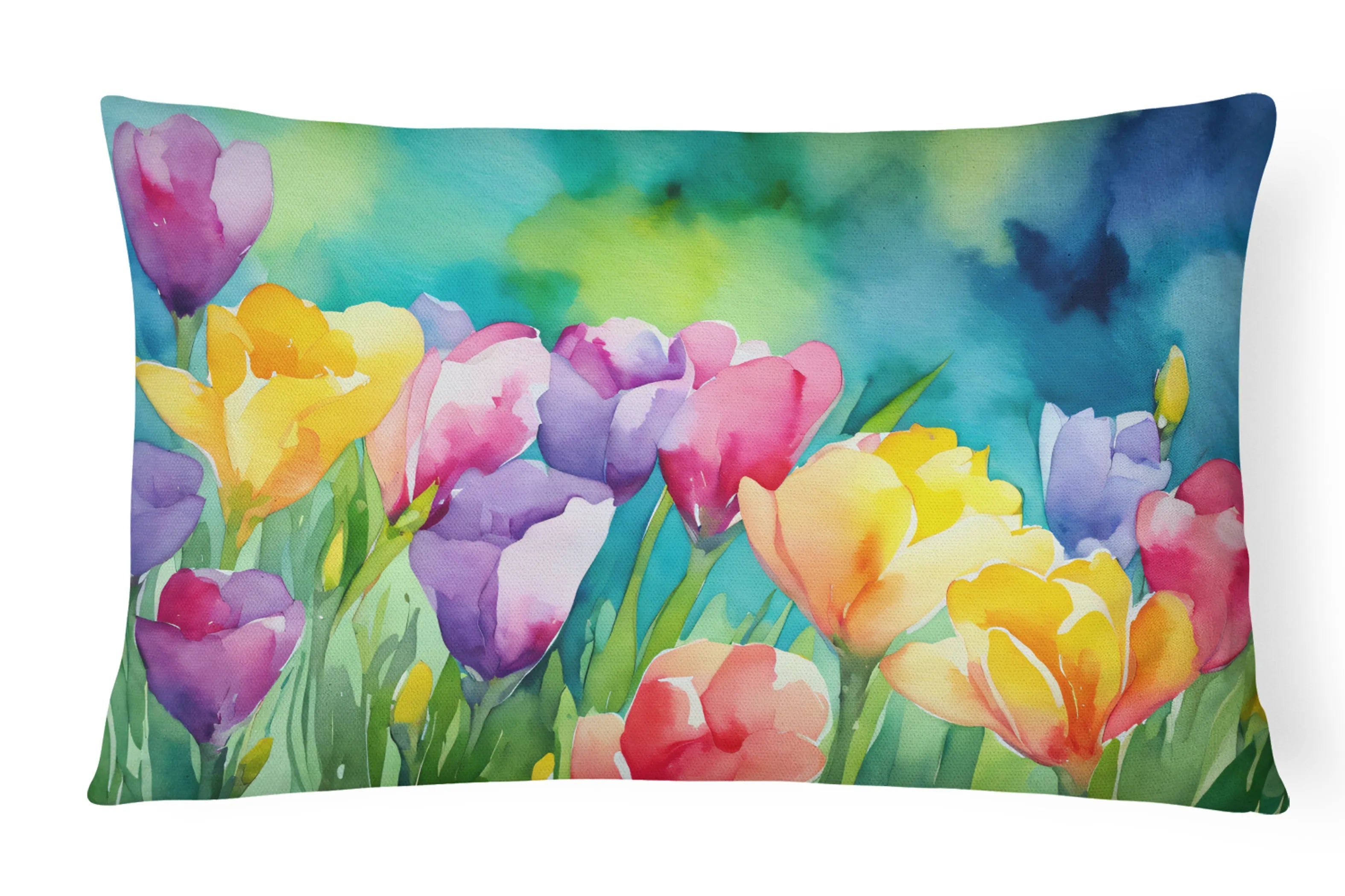 Flowers in Watercolor Throw Pillow - Pack Of: 1 | Collection name: Flowers in watercolor