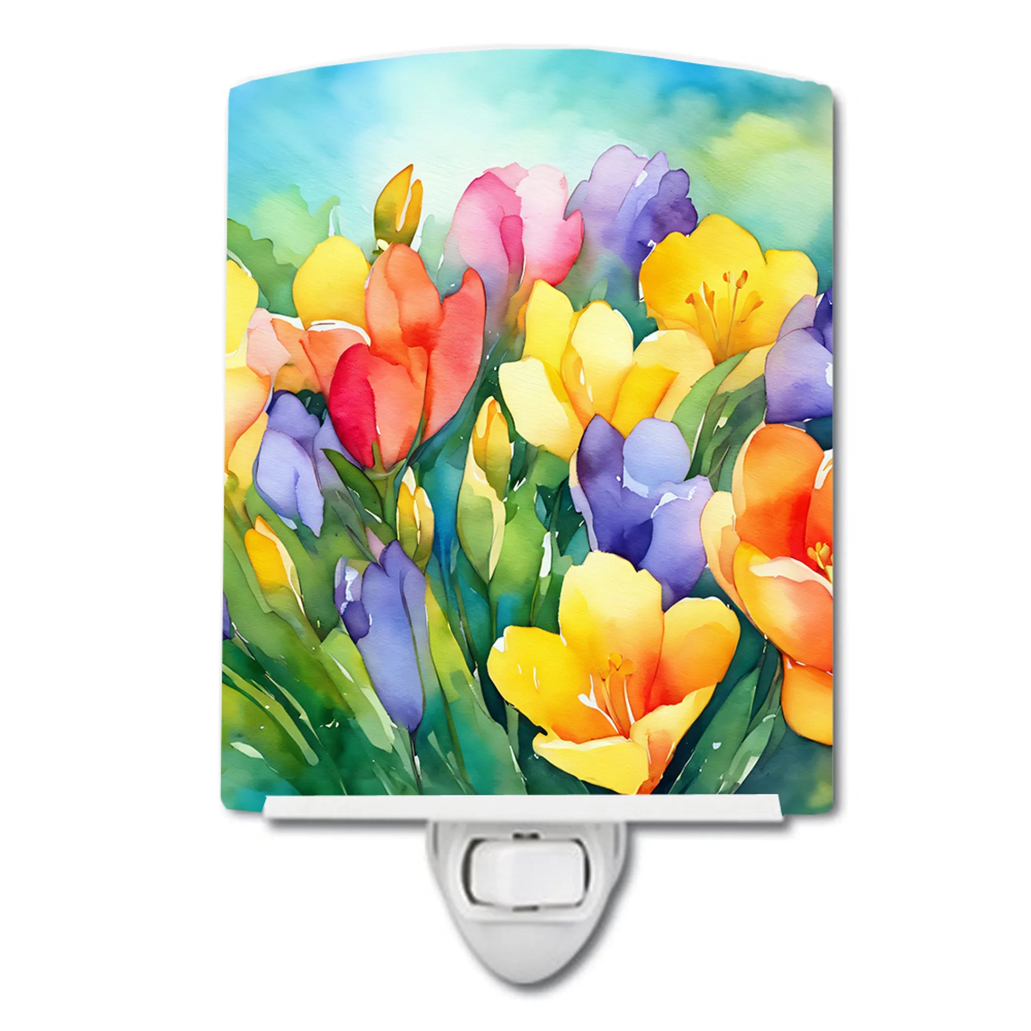 Flowers in Watercolor Ceramic Night Light - Pack Of: 1 | Collection name: Flowers in watercolor
