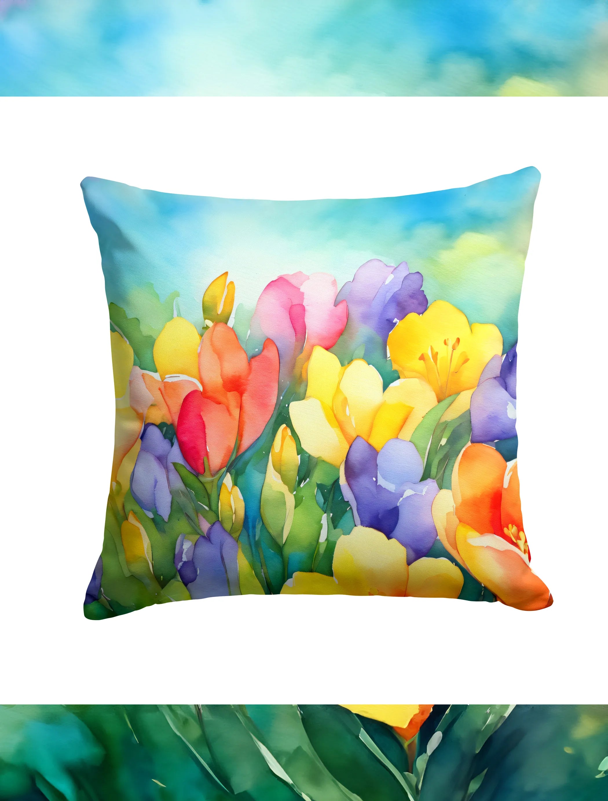 Flowers in Watercolor Throw Pillow - Pack Of: 1 | Collection name: Flowers in watercolor