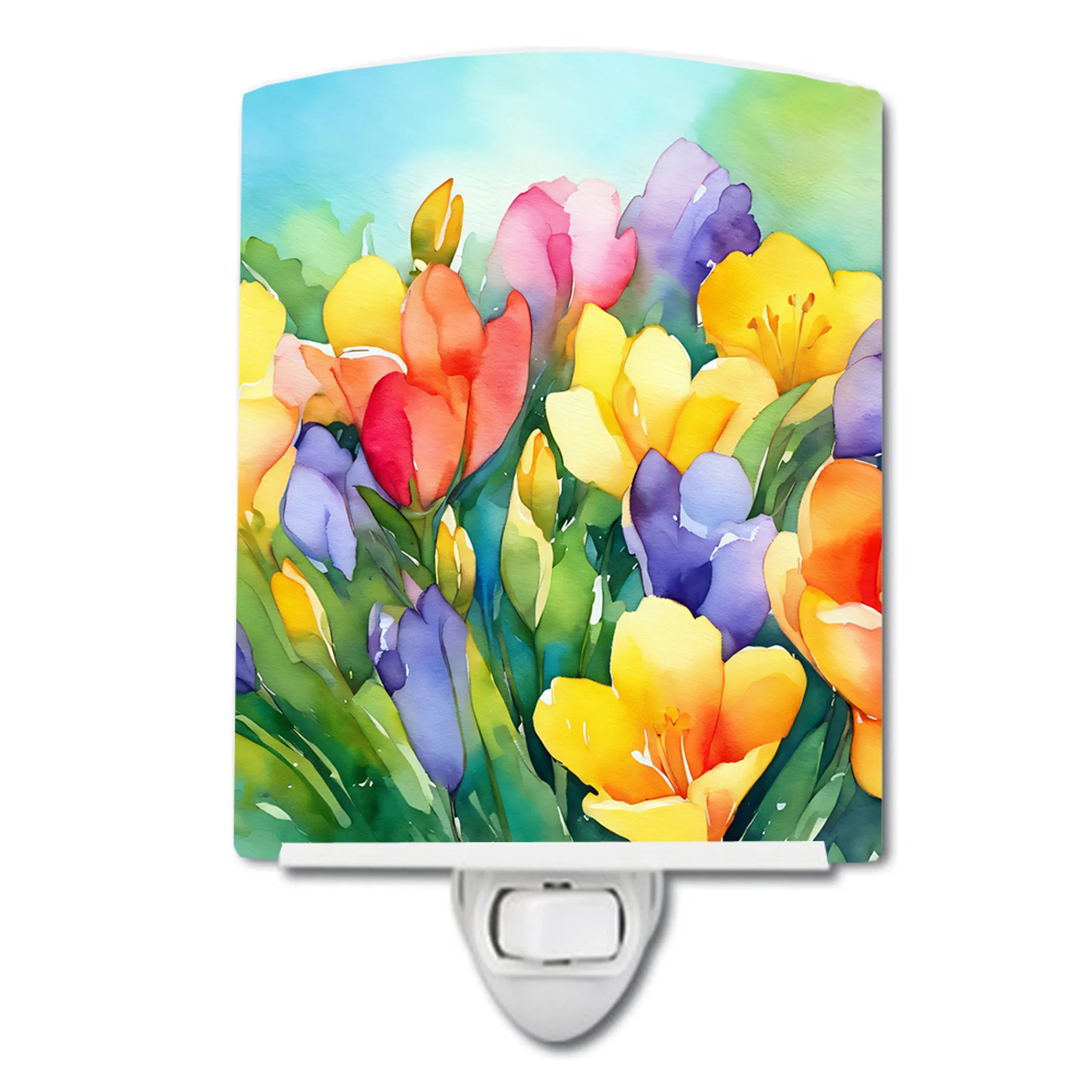 Flowers in Watercolor Ceramic Night Light - Pack Of: 1 | Collection name: Flowers in watercolor