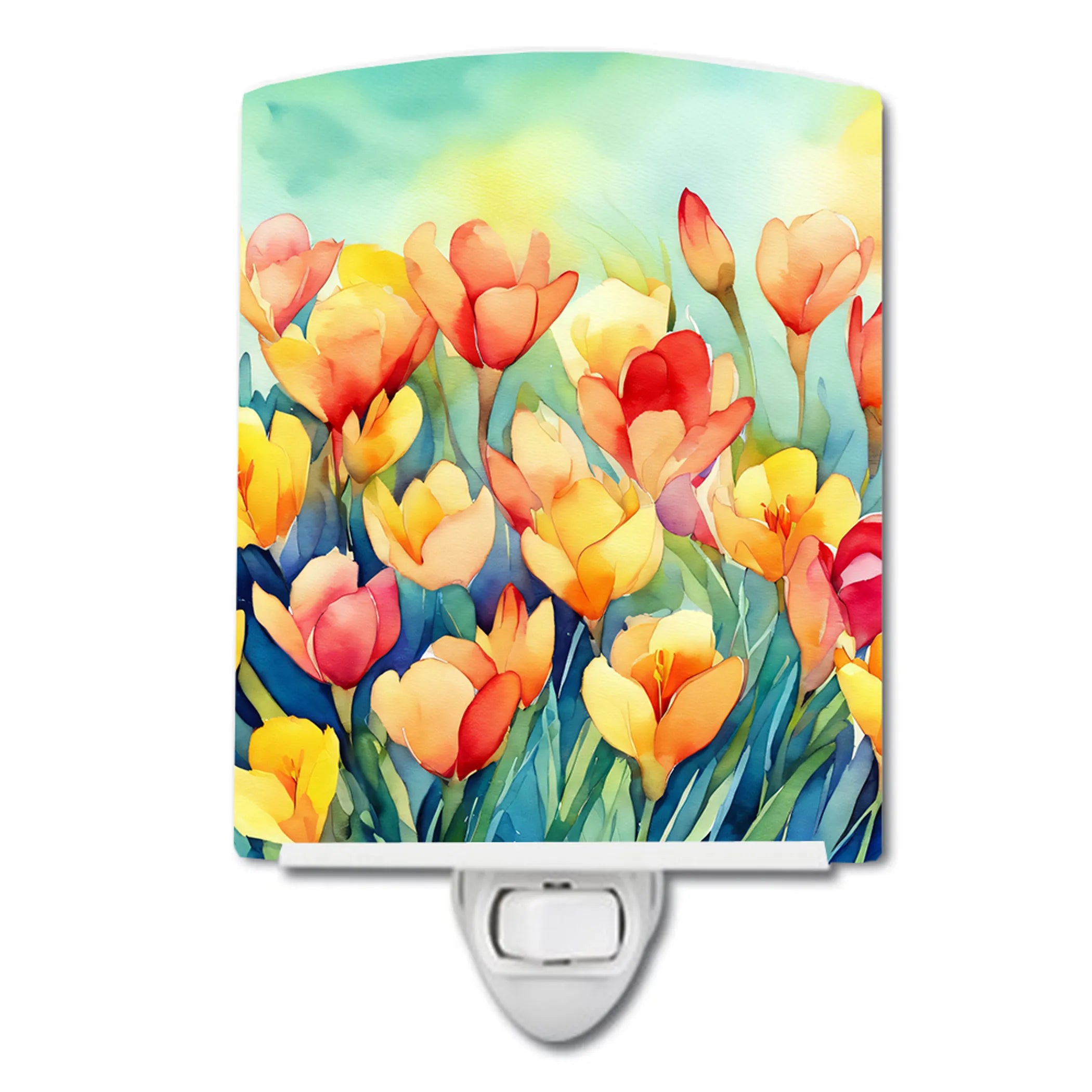 Flowers in Watercolor Ceramic Night Light - Pack Of: 1 | Collection name: Flowers in watercolor