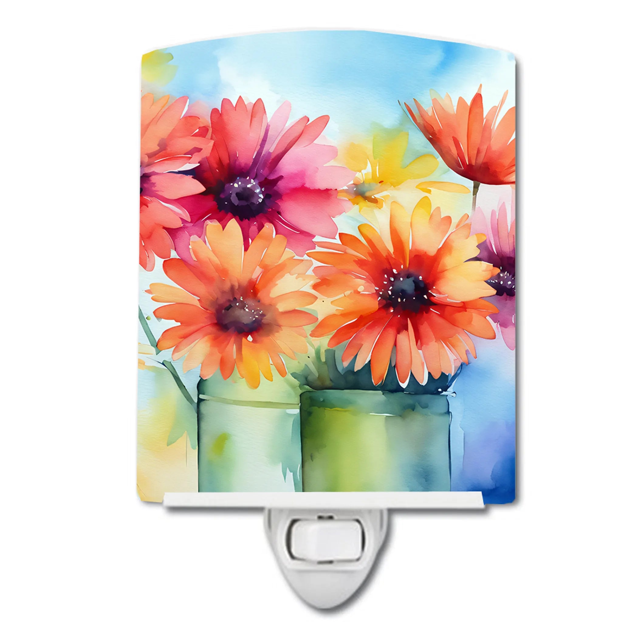 Flowers in Watercolor Ceramic Night Light - Pack Of: 1 | Collection name: Flowers in watercolor