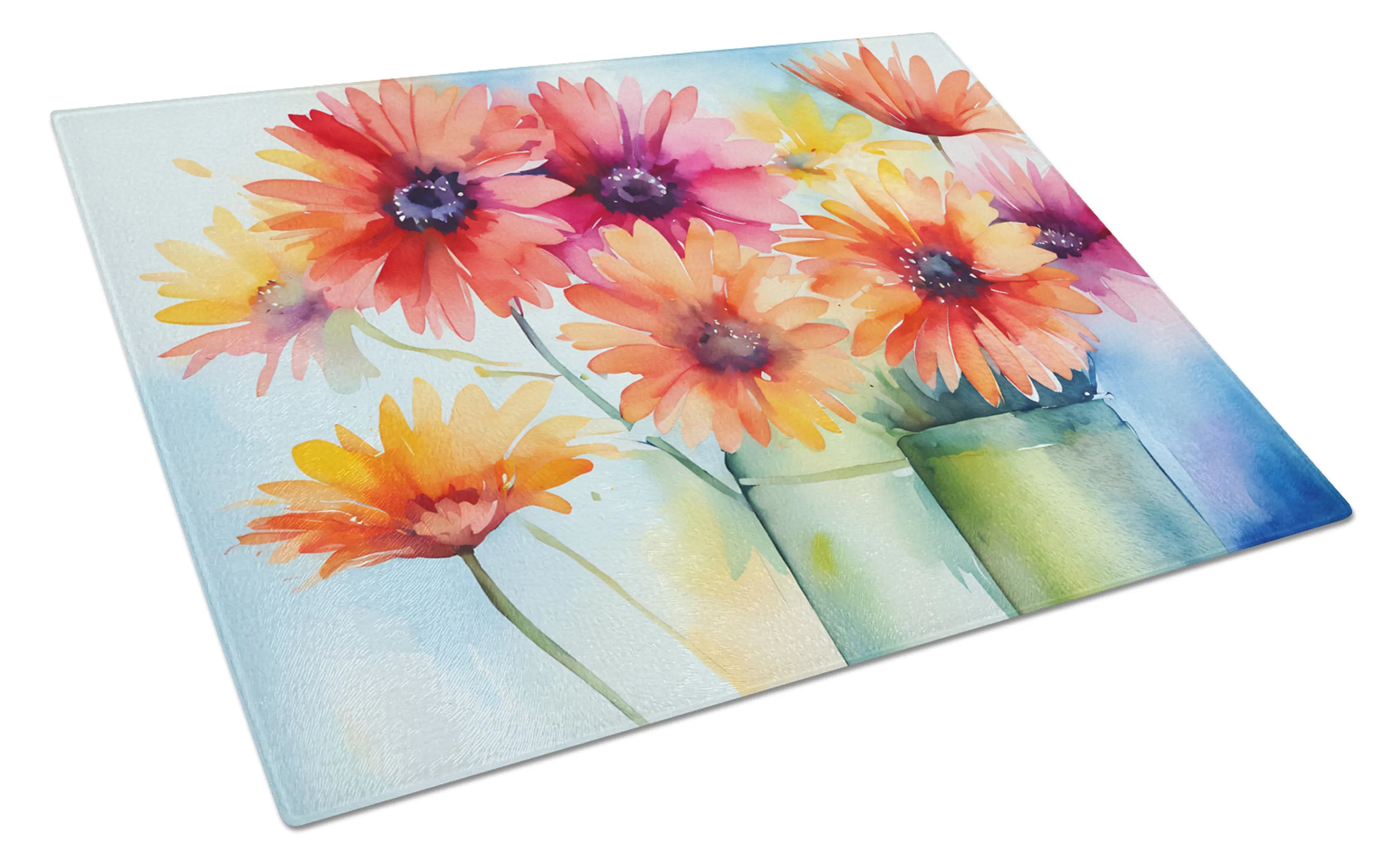 Flowers in Watercolor Glass Cutting Board - Size: LARGE | Pack Of: 1 | Collection name: Flowers in watercolor