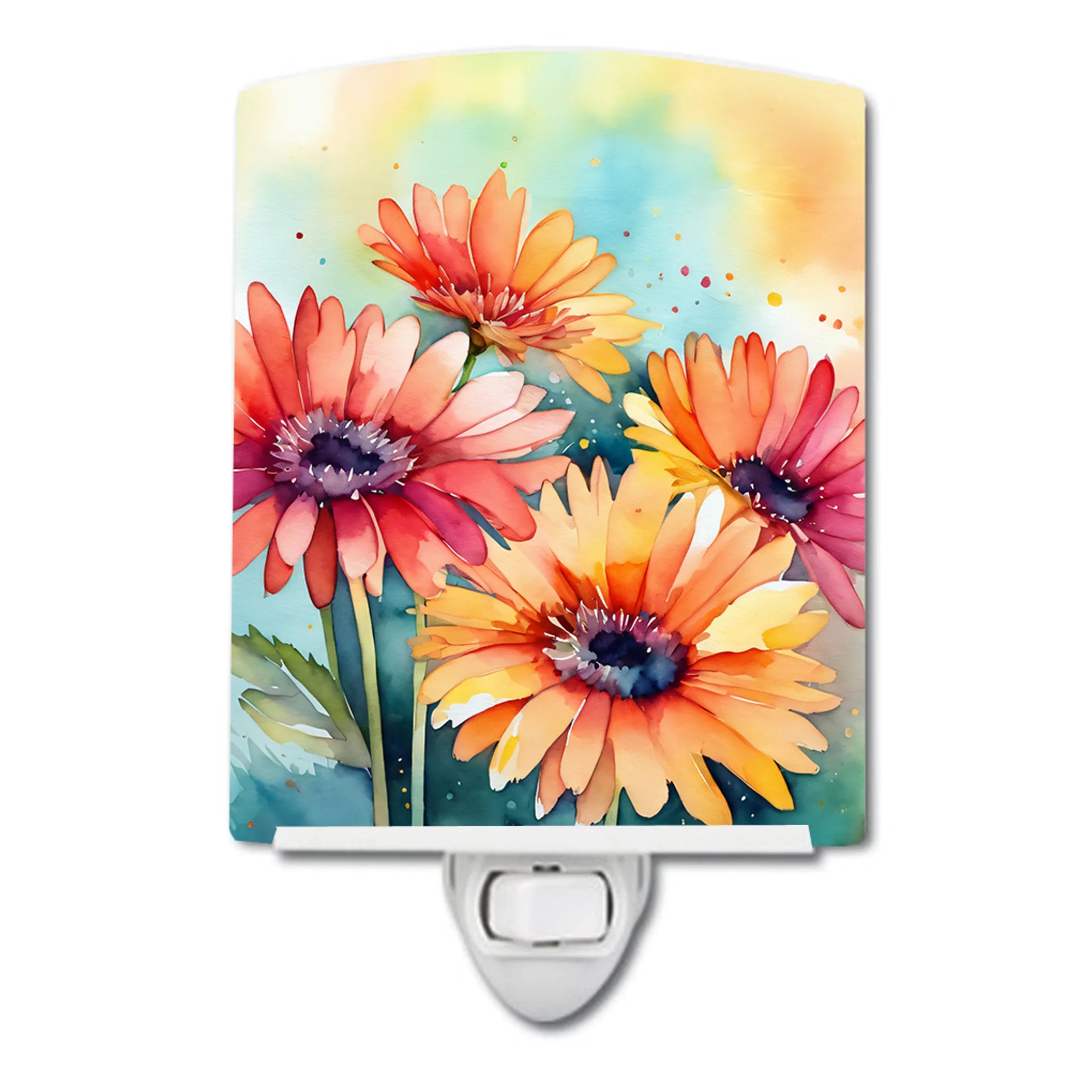 Flowers in Watercolor Ceramic Night Light - Pack Of: 1 | Collection name: Flowers in watercolor