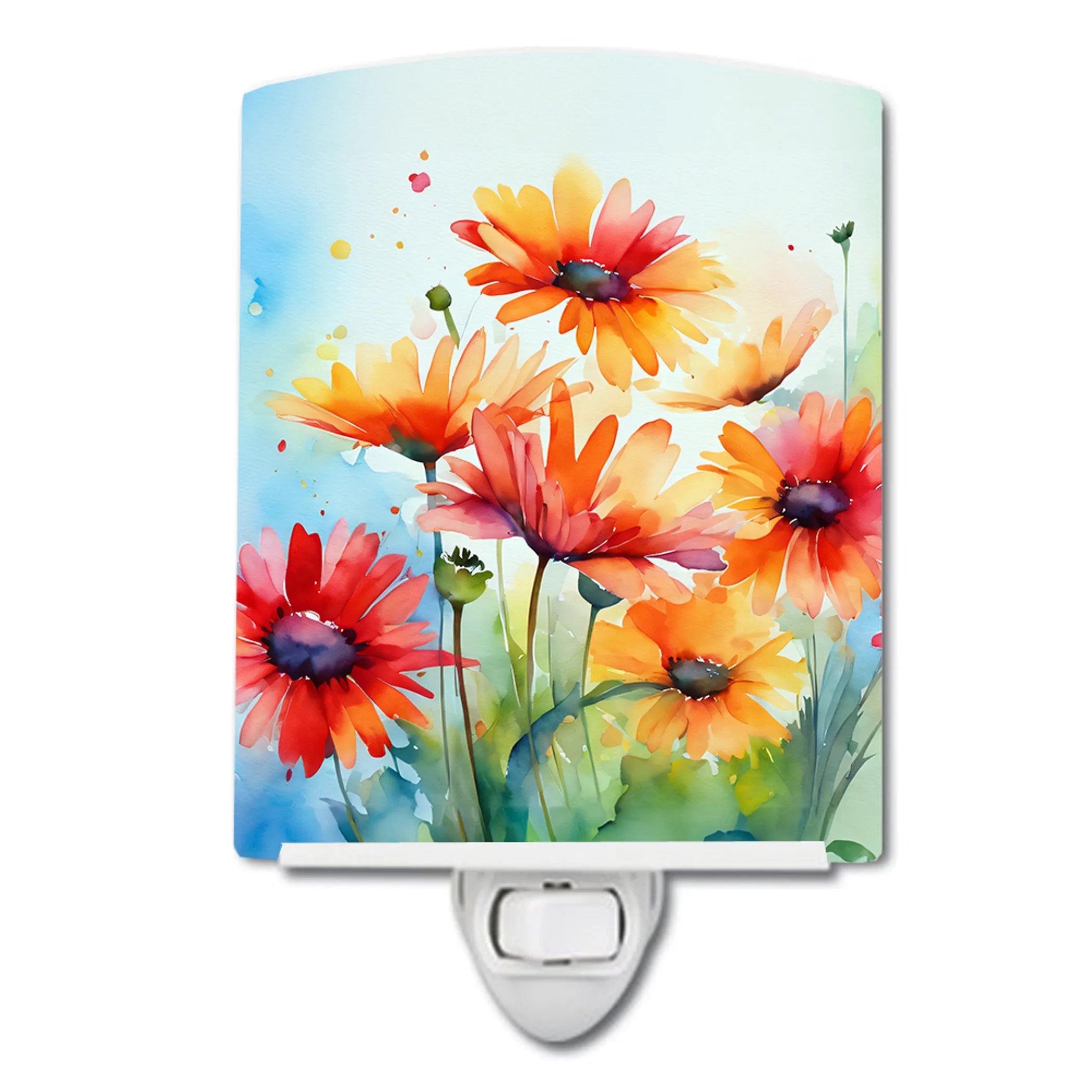 Flowers in Watercolor Ceramic Night Light - Pack Of: 1 | Collection name: Flowers in watercolor