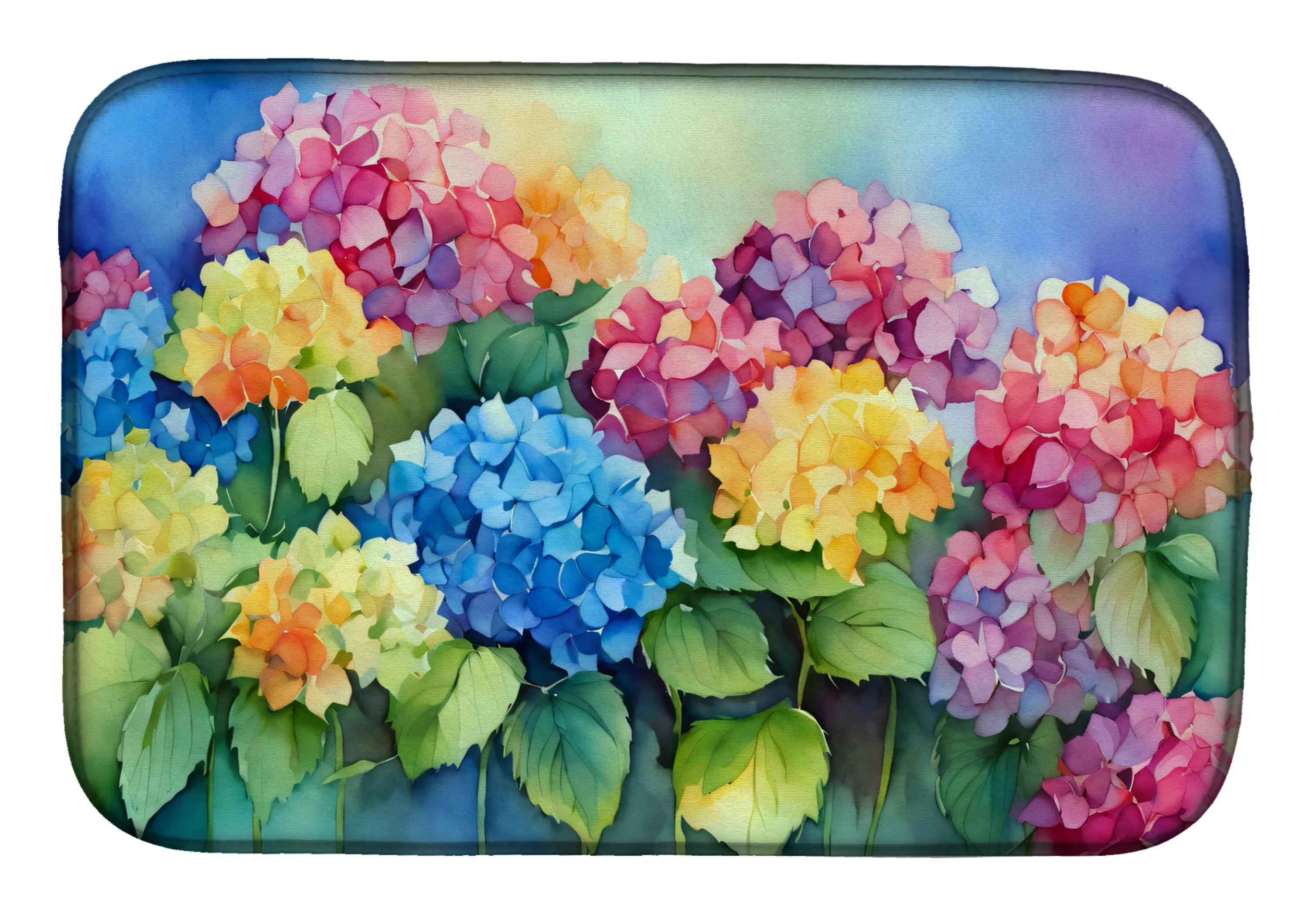 Flowers in Watercolor Dish Drying Mat - Size: 14  X 21" | Pack Of: 1 | Collection name: Flowers in watercolor
