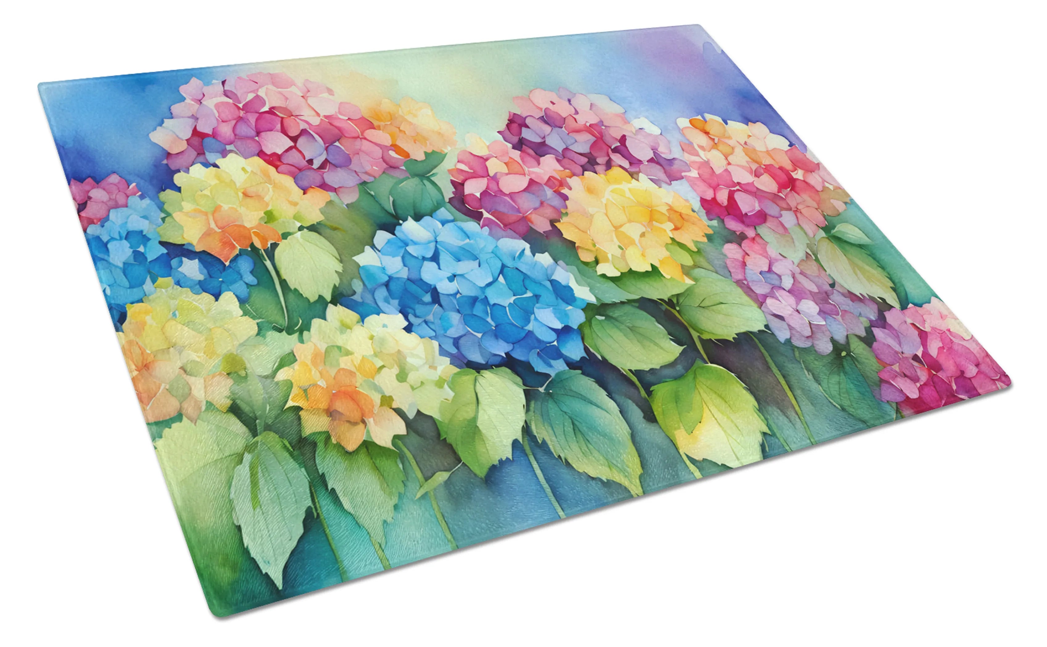 Flowers in Watercolor Glass Cutting Board - Size: LARGE | Pack Of: 1 | Collection name: Flowers in watercolor