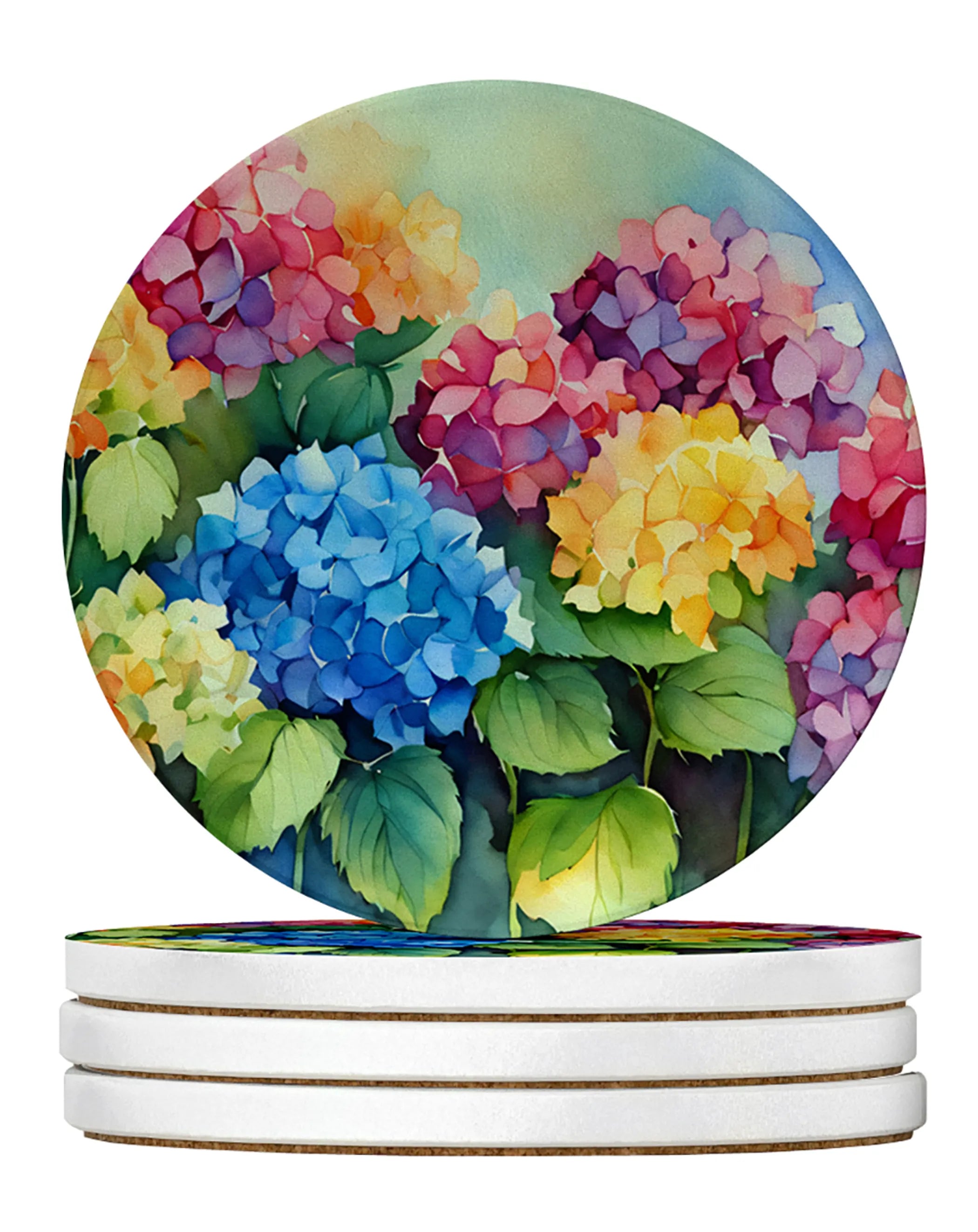 Flowers in Watercolor Large Sandstone Coasters