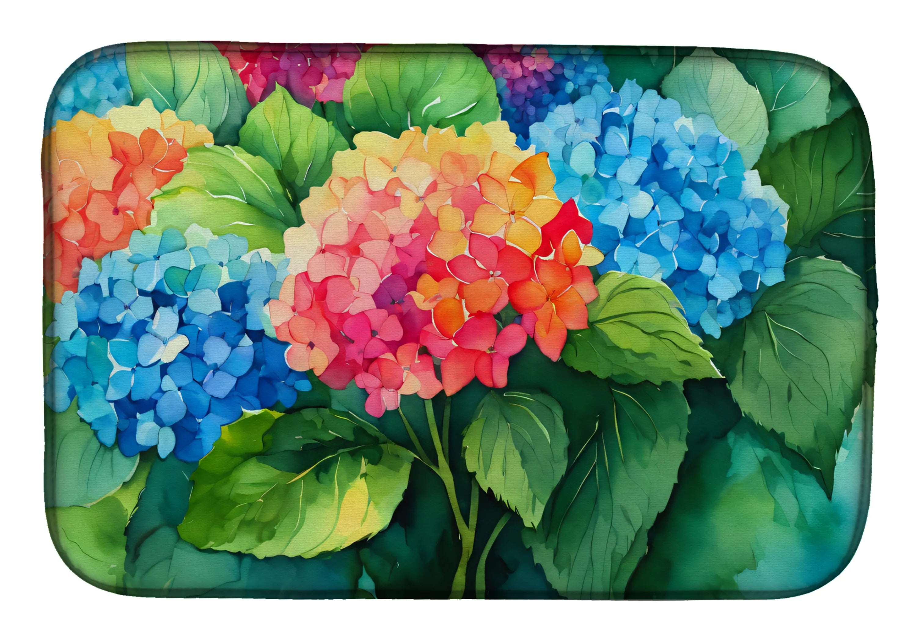 Flowers in Watercolor Dish Drying Mat - Size: 14  X 21" | Pack Of: 1 | Collection name: Flowers in watercolor