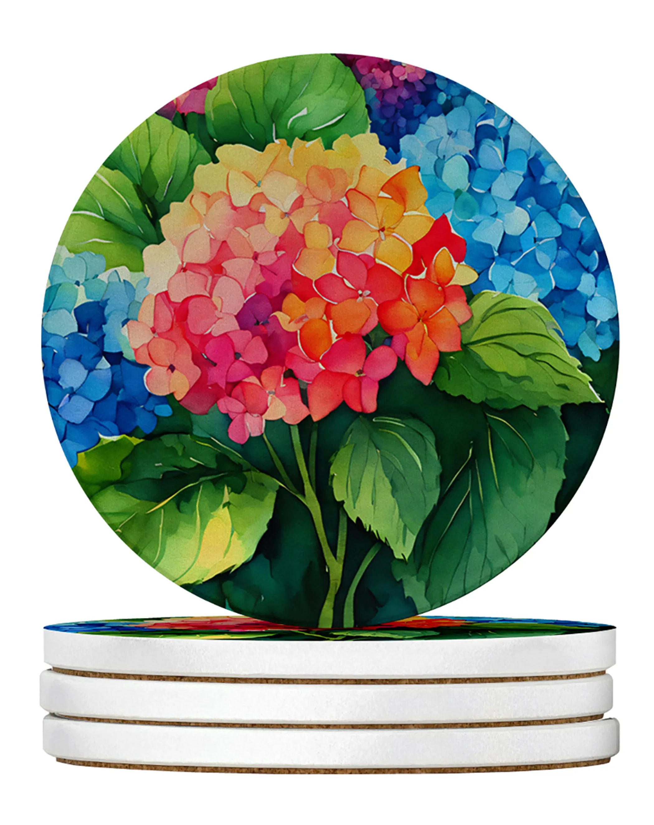 Flowers in Watercolor Large Sandstone Coasters