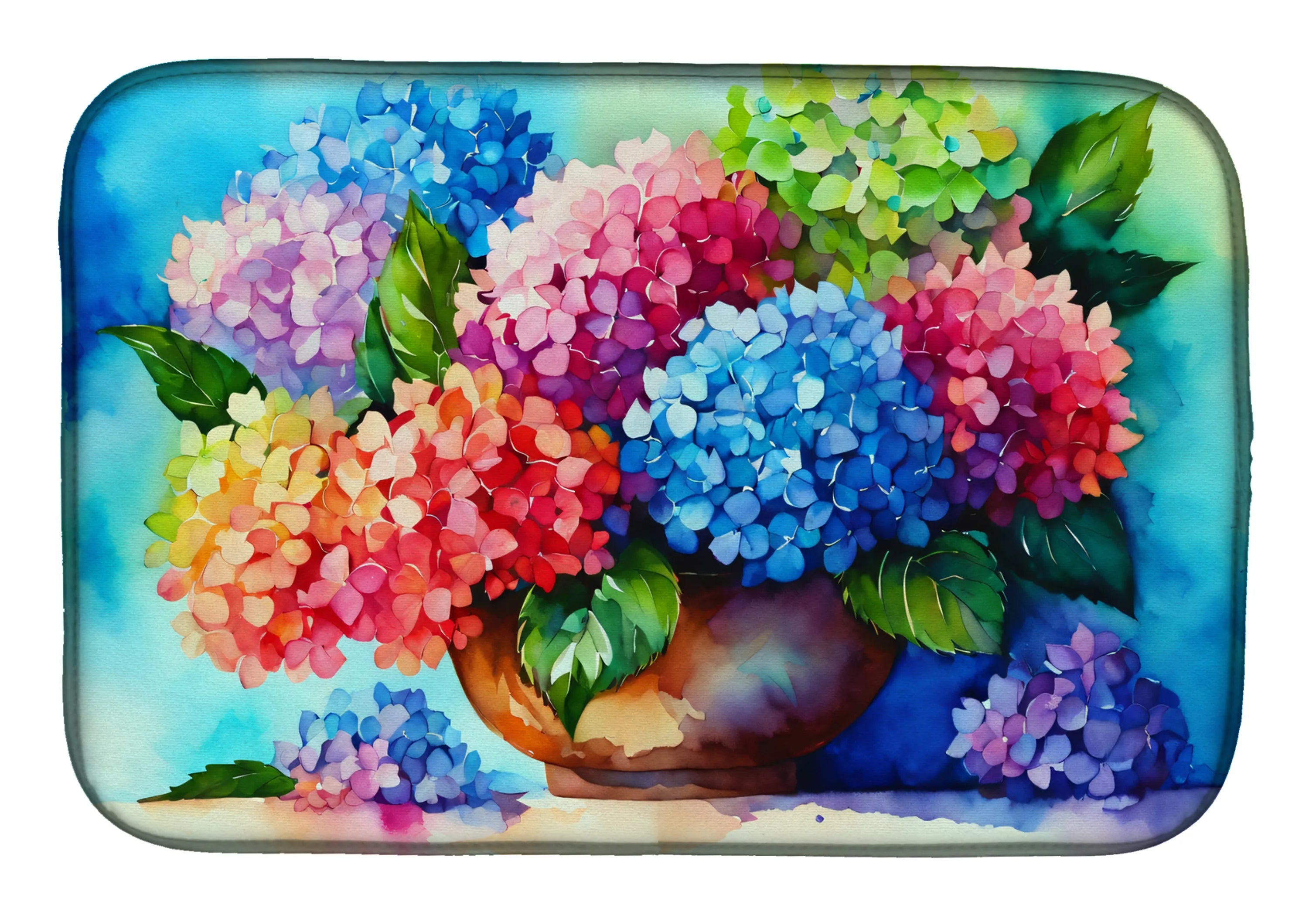 Flowers in Watercolor Dish Drying Mat - Size: 14  X 21" | Pack Of: 1 | Collection name: Flowers in watercolor