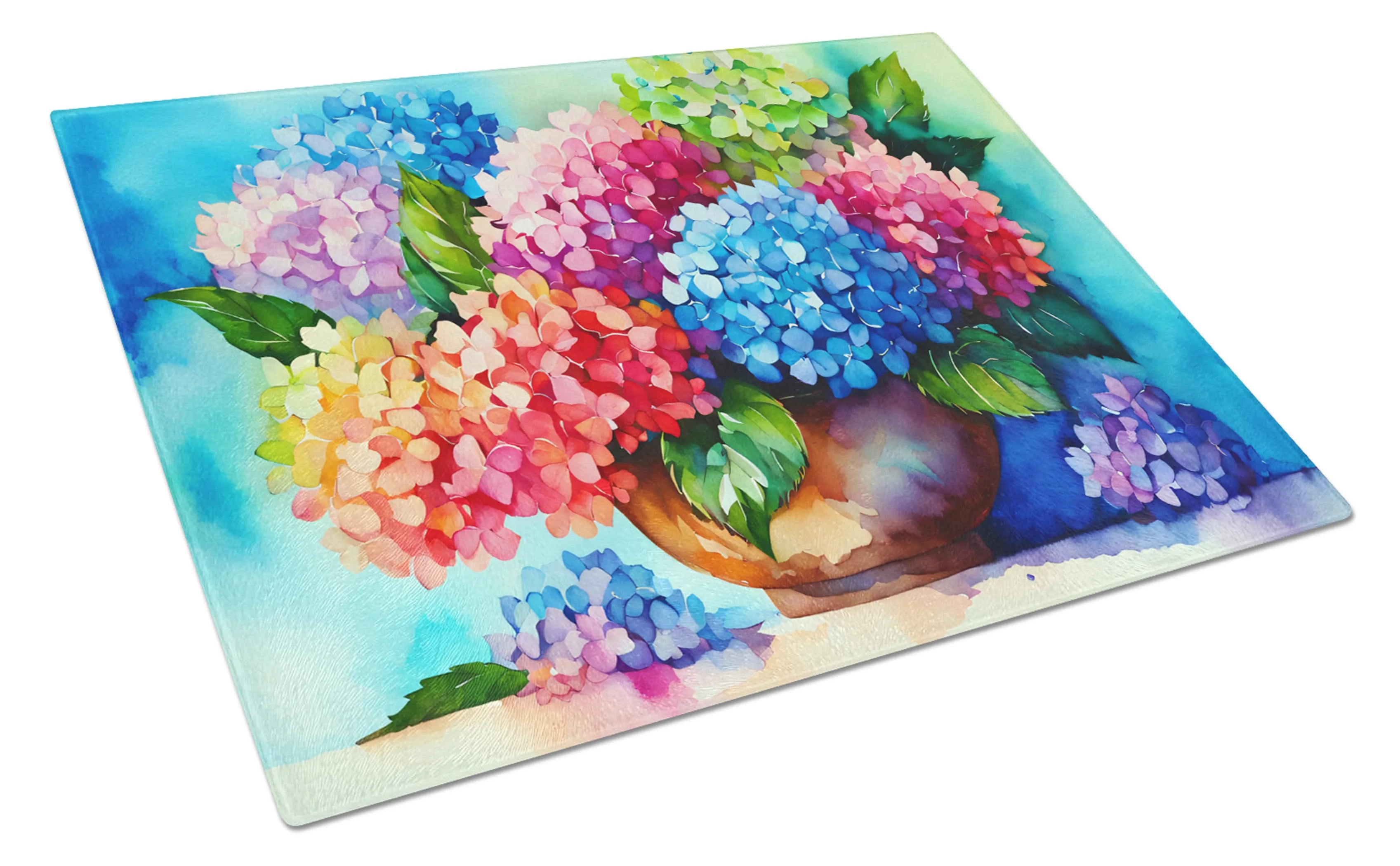 Flowers in Watercolor Glass Cutting Board - Size: LARGE | Pack Of: 1 | Collection name: Flowers in watercolor