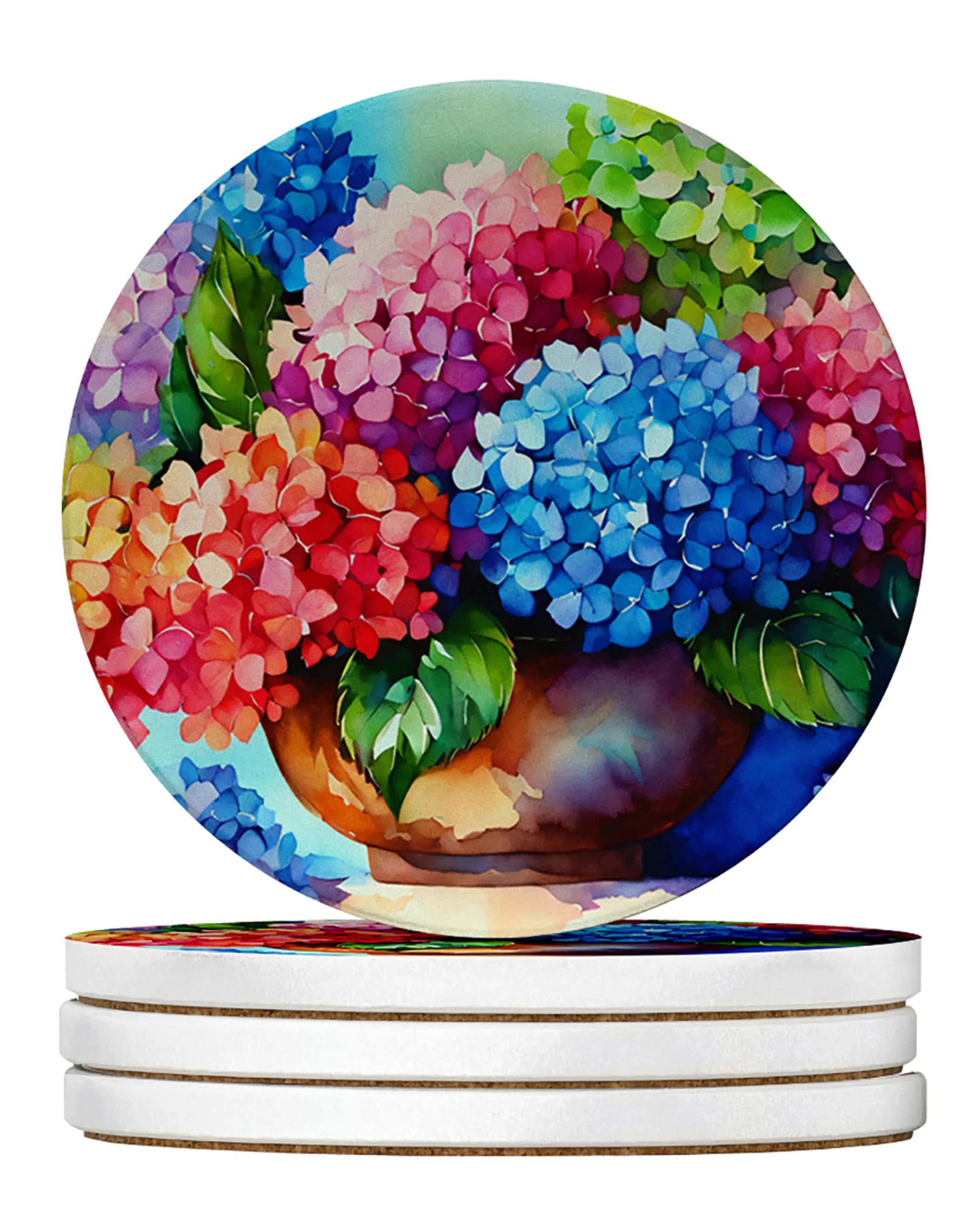 Flowers in Watercolor Large Sandstone Coasters