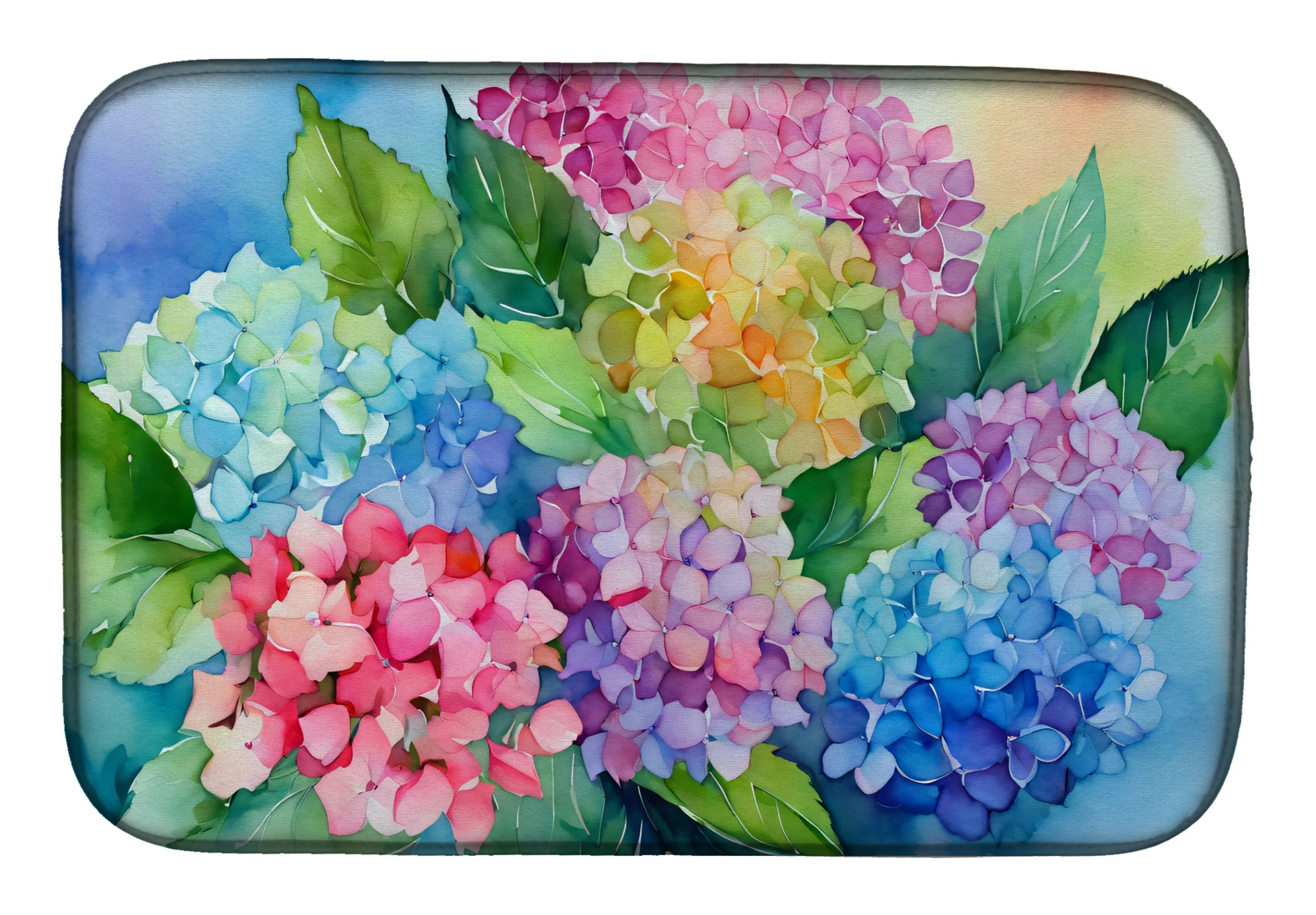 Flowers in Watercolor Dish Drying Mat - Size: 14  X 21" | Pack Of: 1 | Collection name: Flowers in watercolor