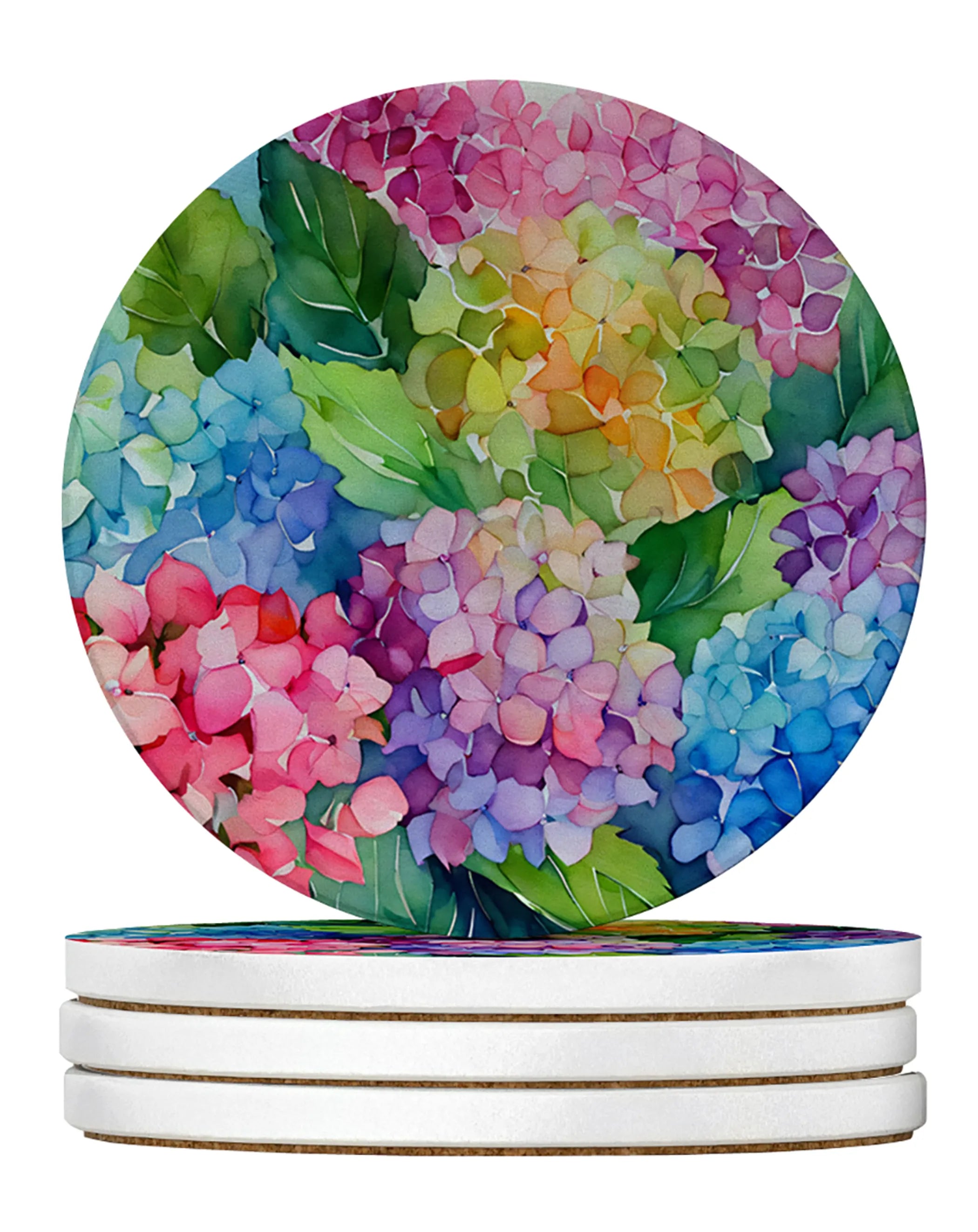 Flowers in Watercolor Large Sandstone Coasters