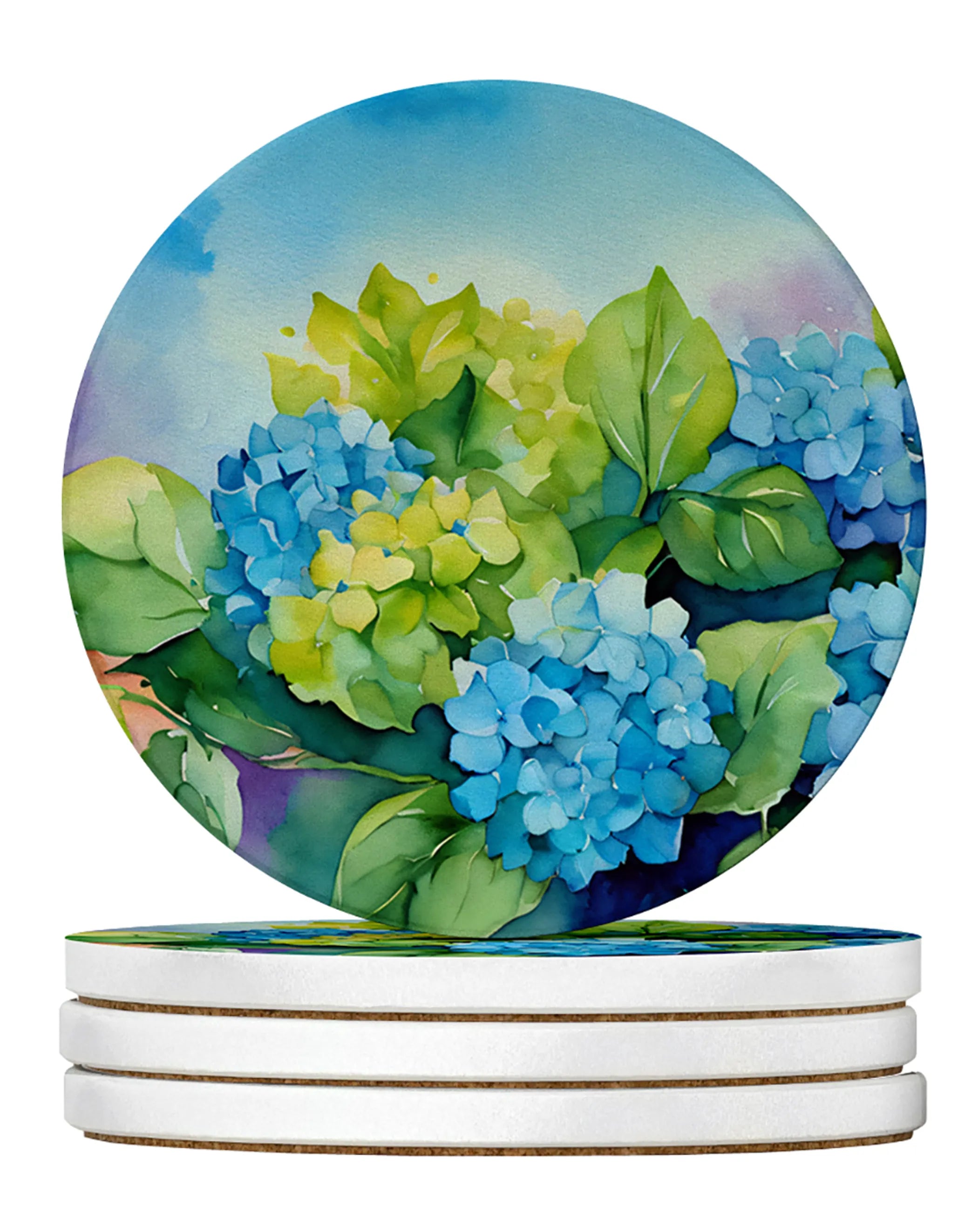 Flowers in Watercolor Large Sandstone Coasters
