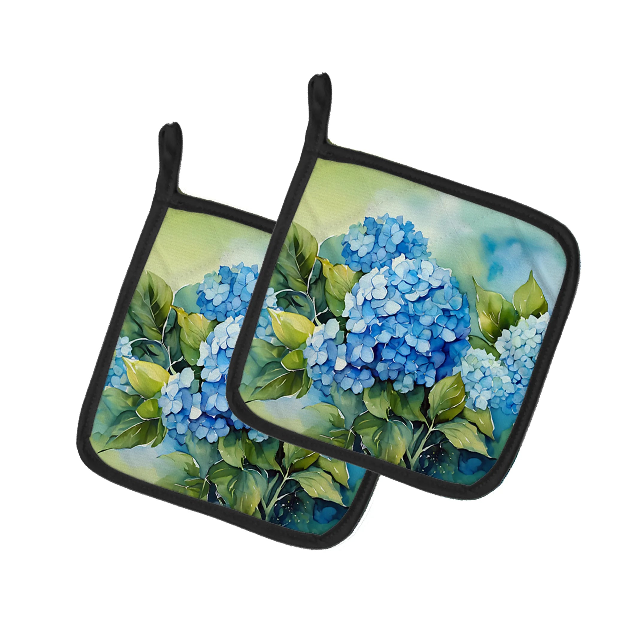 Flowers in Watercolor Pair of Pot Holders - Size: 7.5HX7.5W | Pack Of: 1 | Collection name: Flowers in watercolor