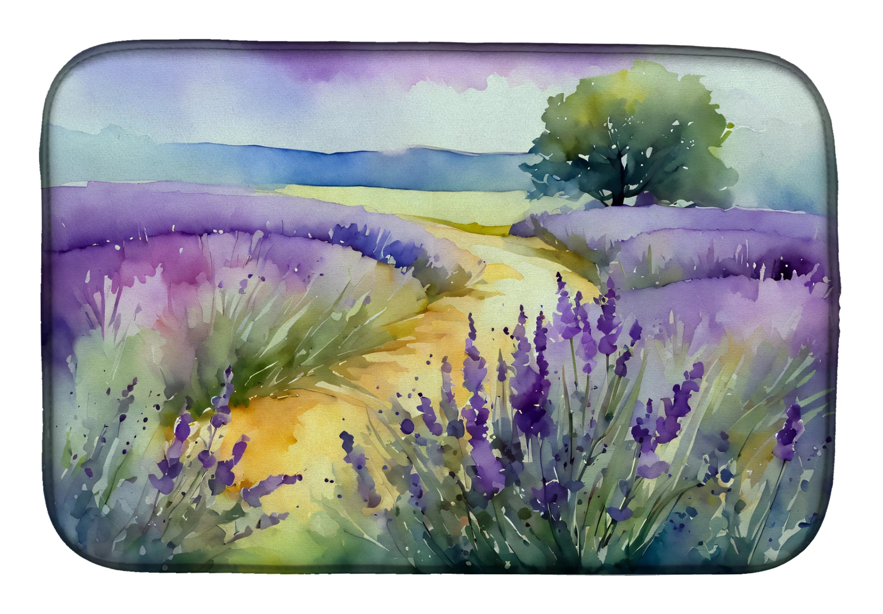 Flowers in Watercolor Dish Drying Mat - Size: 14  X 21" | Pack Of: 1 | Collection name: Flowers in watercolor