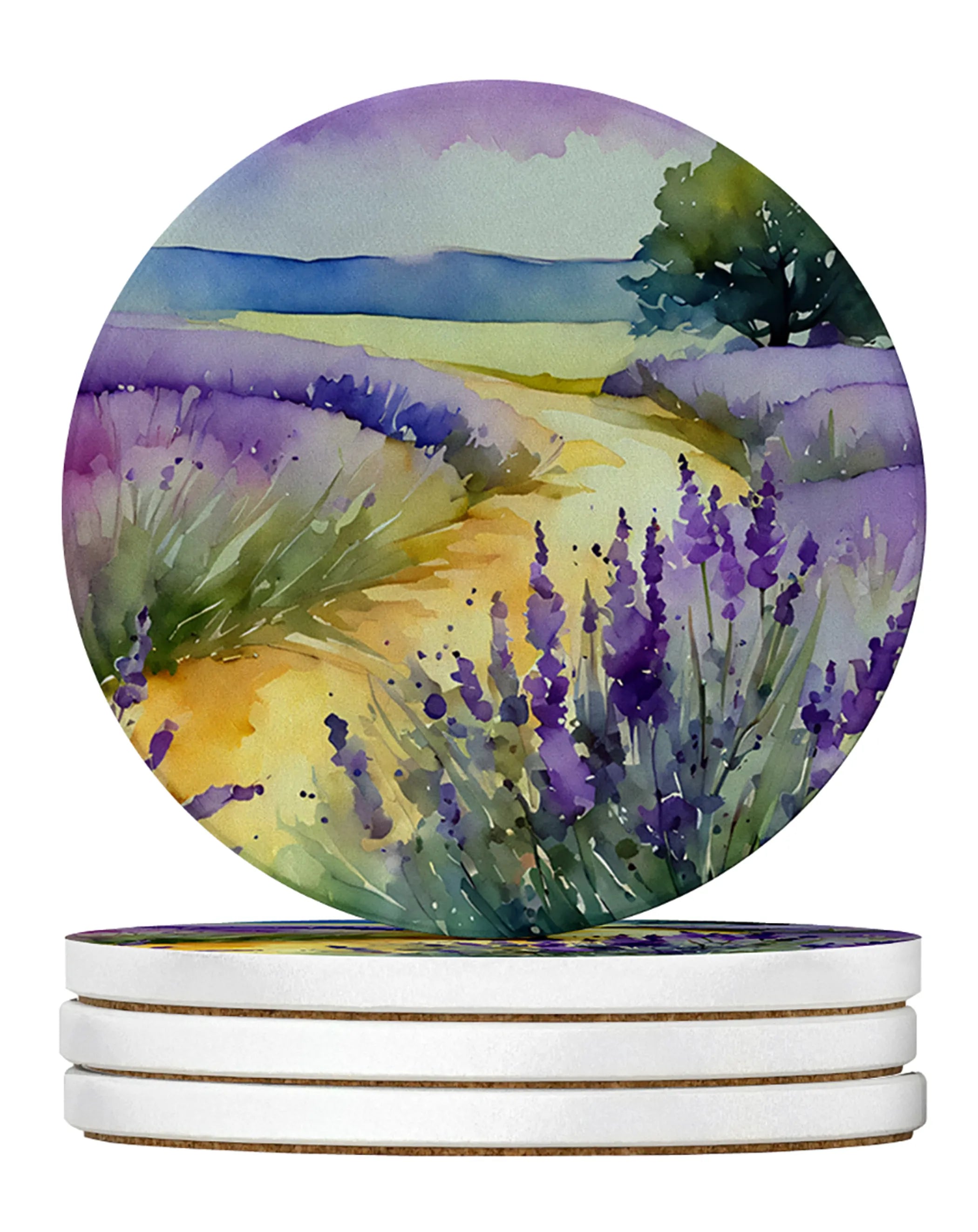Flowers in Watercolor Large Sandstone Coasters