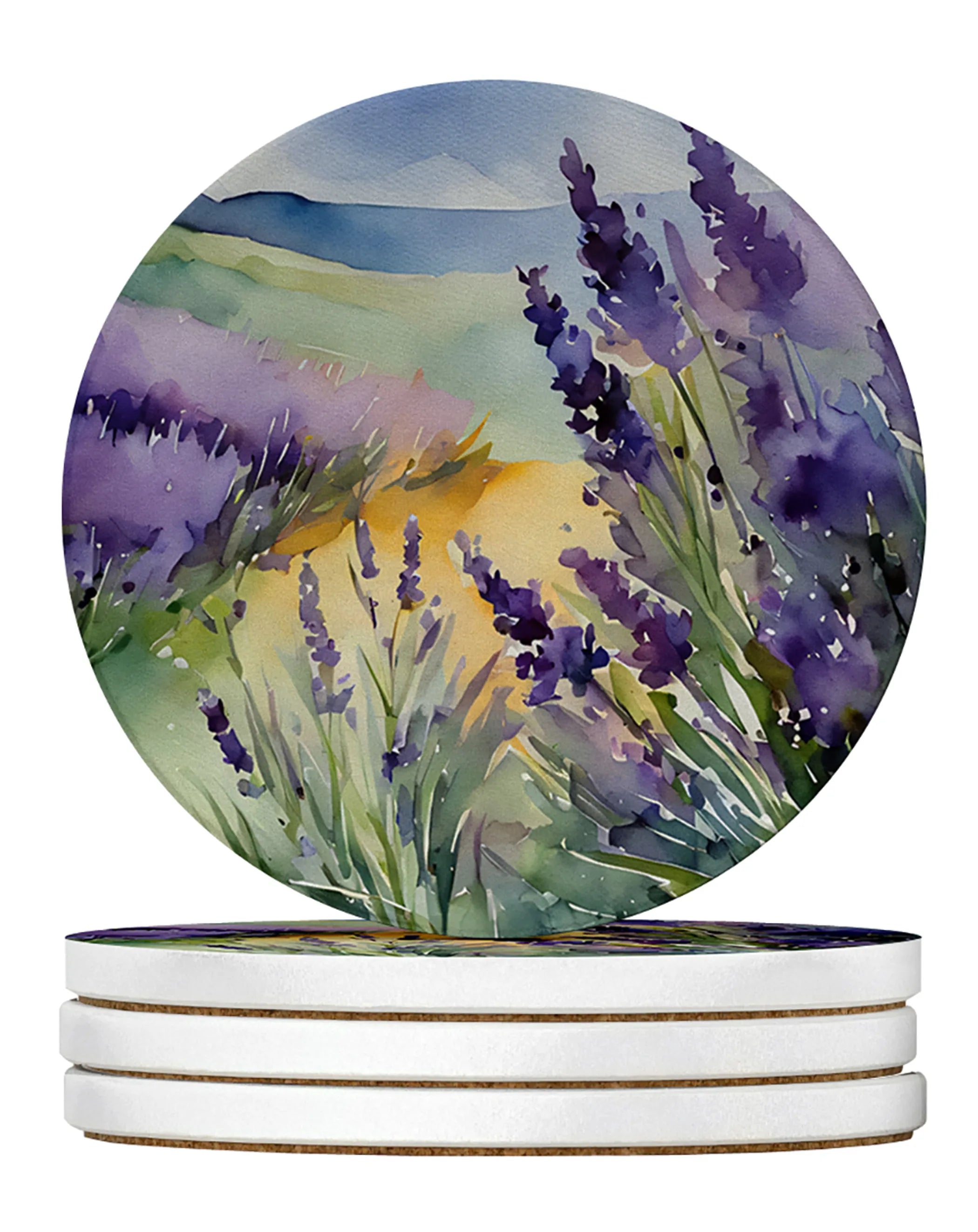 Flowers in Watercolor Large Sandstone Coasters