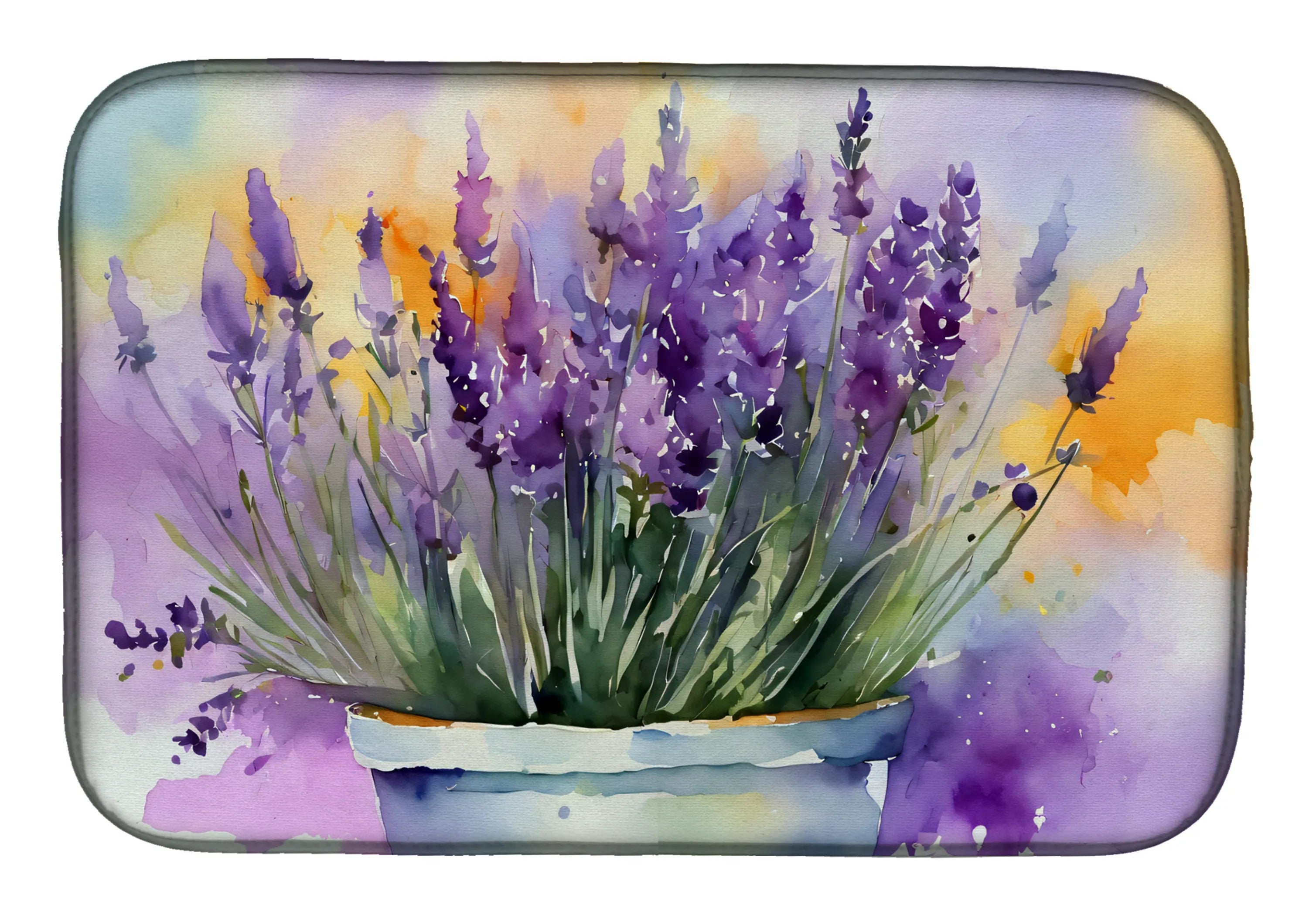 Flowers in Watercolor Dish Drying Mat - Size: 14  X 21" | Pack Of: 1 | Collection name: Flowers in watercolor