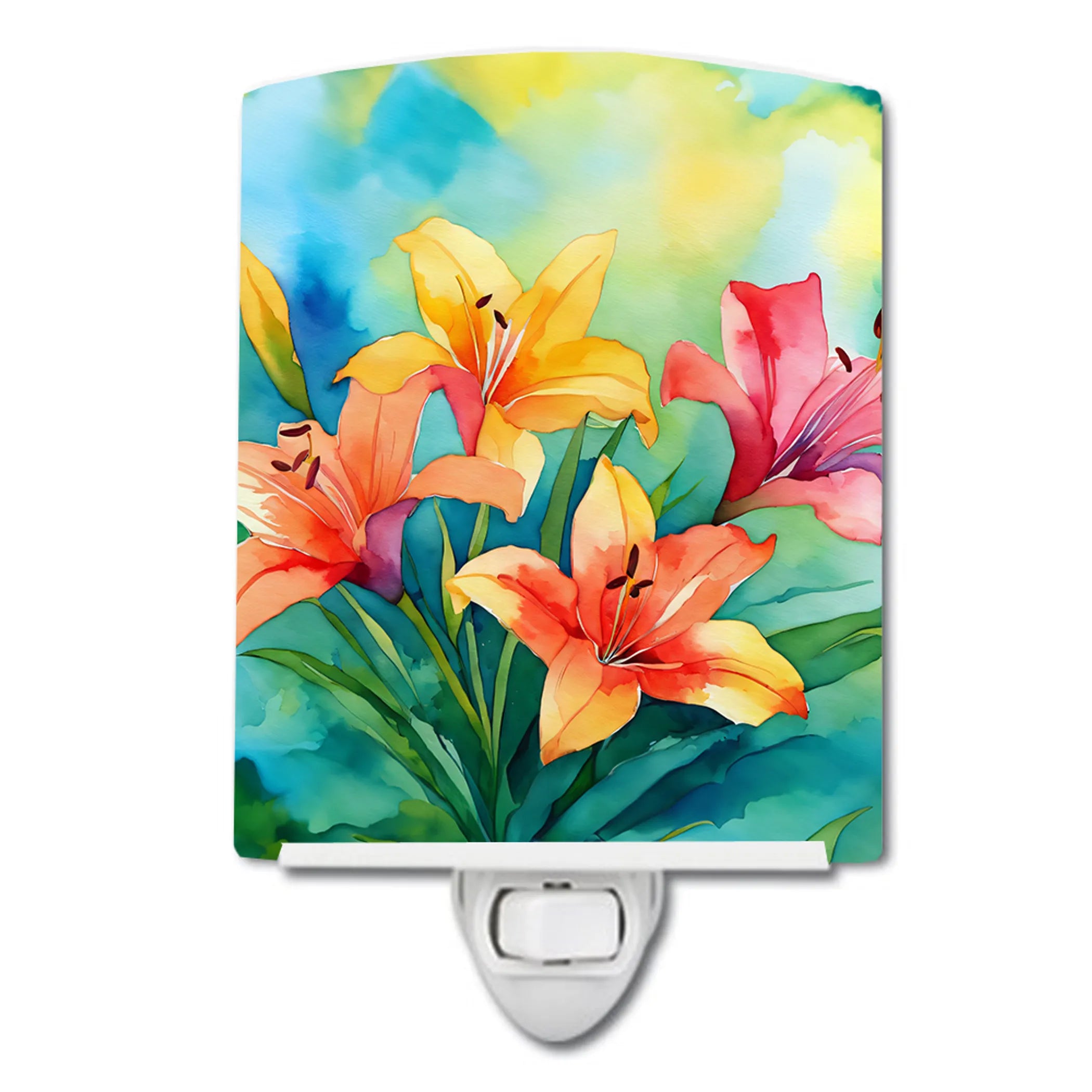 Flowers in Watercolor Ceramic Night Light - Pack Of: 1 | Collection name: Flowers in watercolor