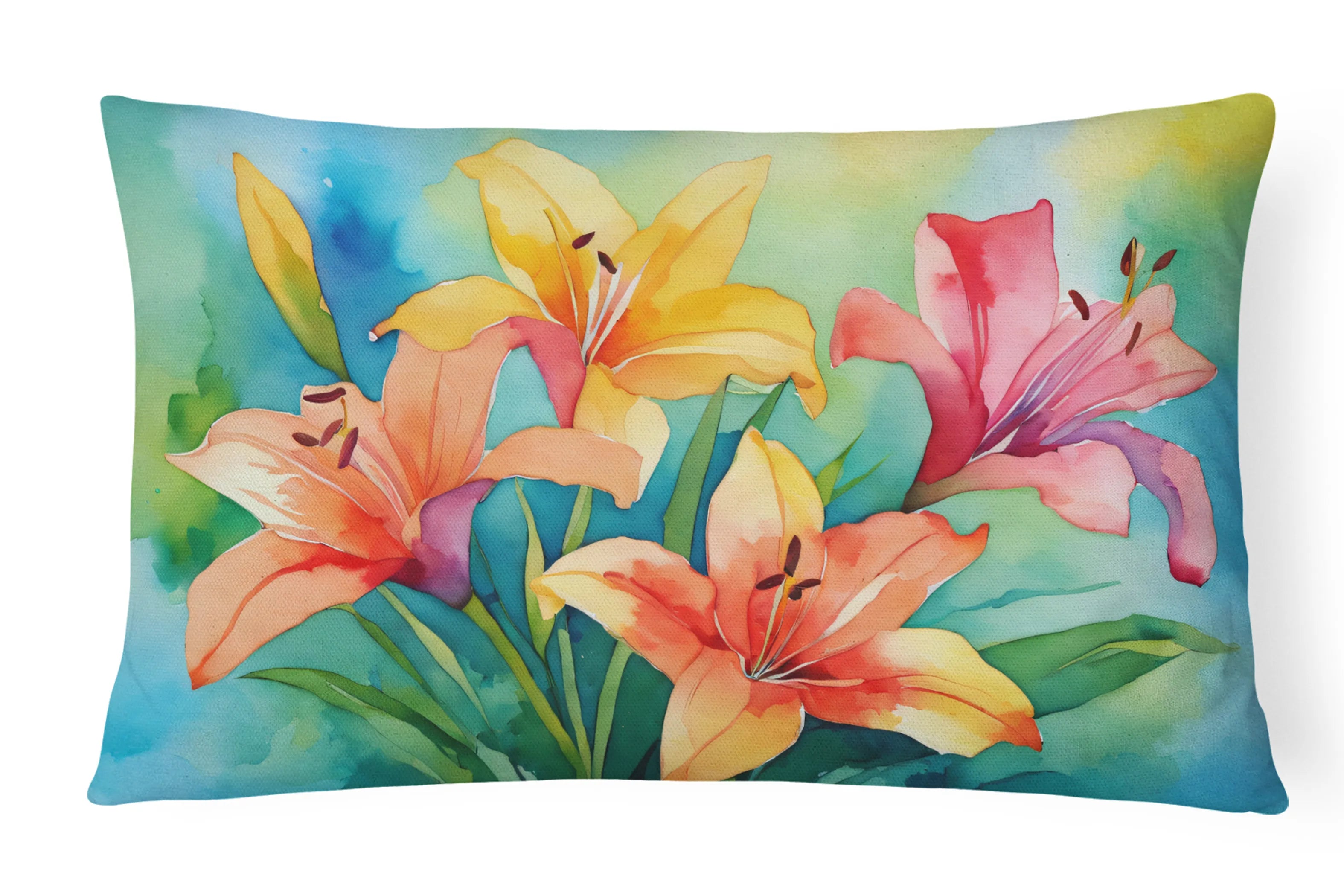 Flowers in Watercolor Throw Pillow - Pack Of: 1 | Collection name: Flowers in watercolor