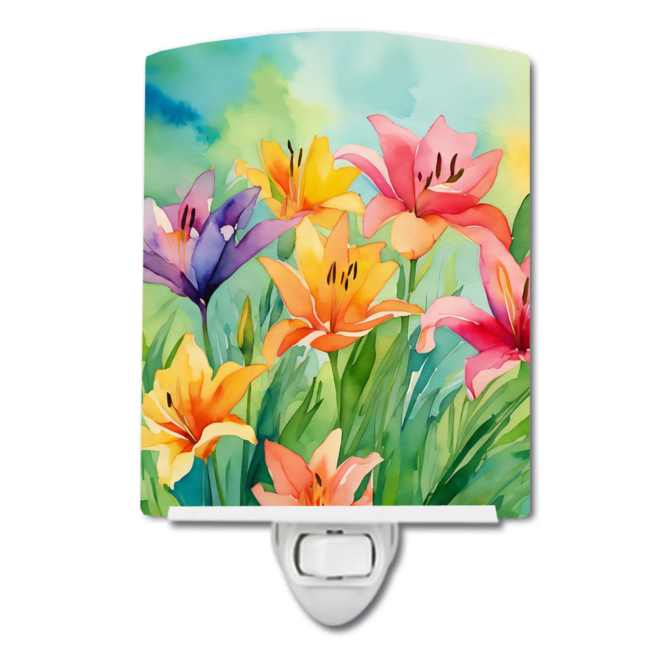 Flowers in Watercolor Ceramic Night Light - Pack Of: 1 | Collection name: Flowers in watercolor