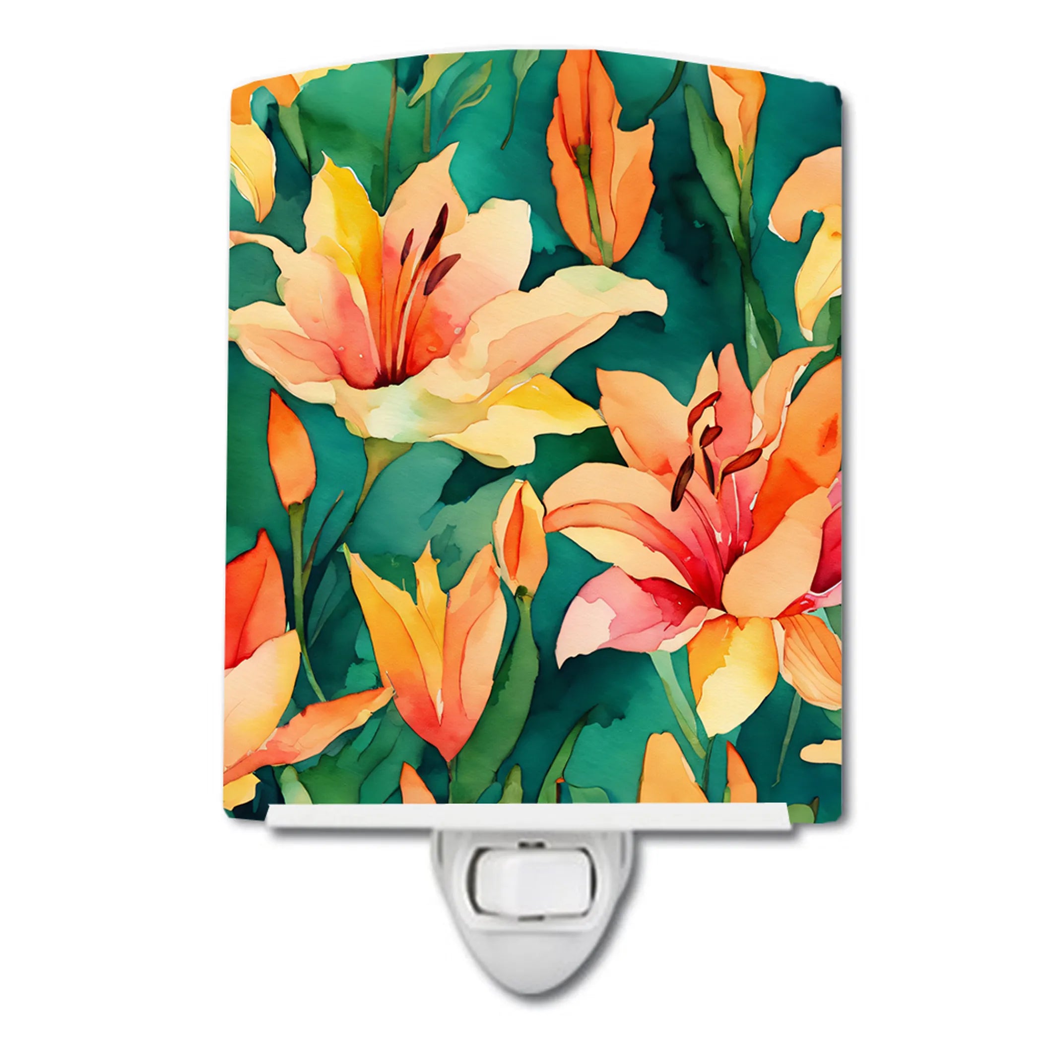 Flowers in Watercolor Ceramic Night Light - Pack Of: 1 | Collection name: Flowers in watercolor