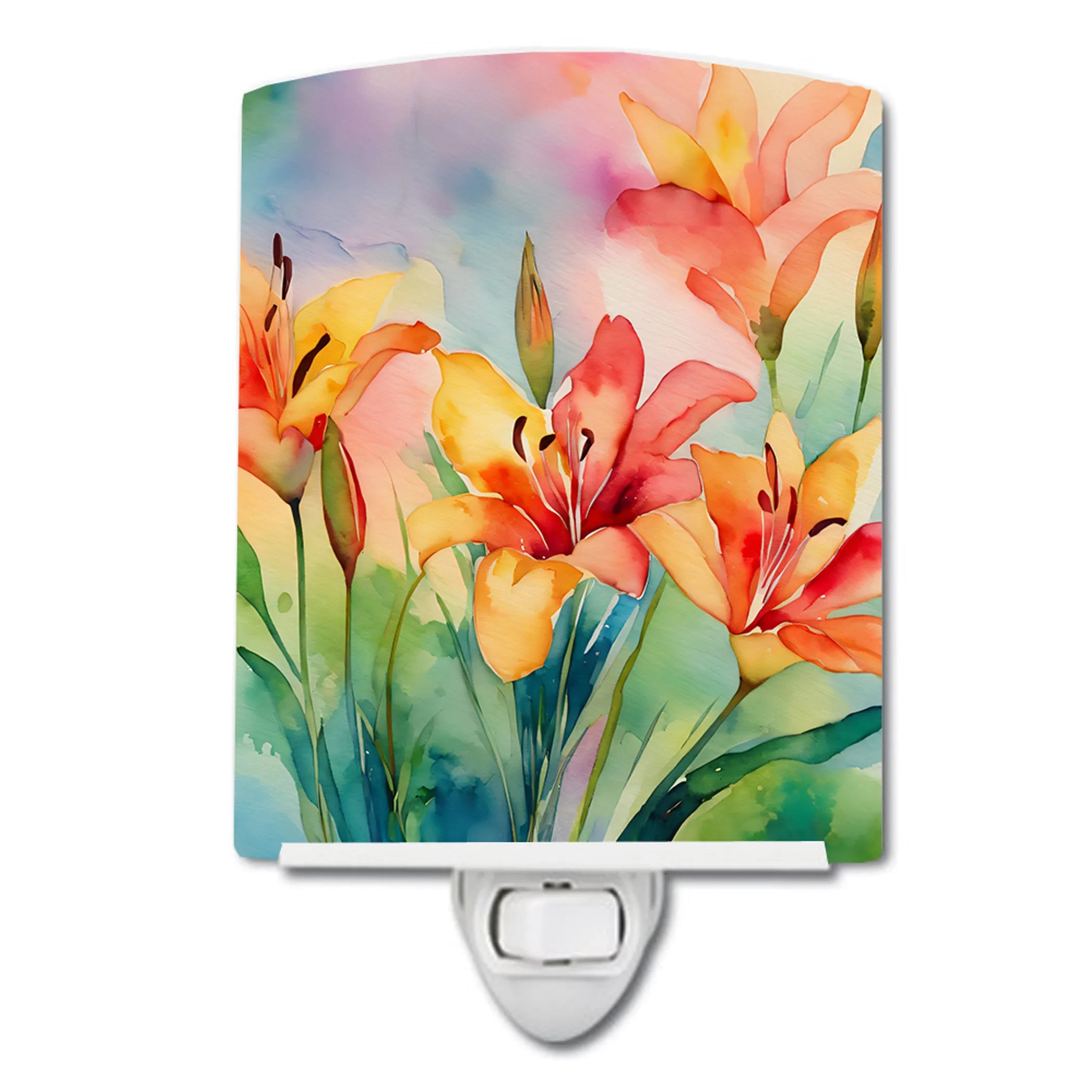 Flowers in Watercolor Ceramic Night Light - Pack Of: 1 | Collection name: Flowers in watercolor