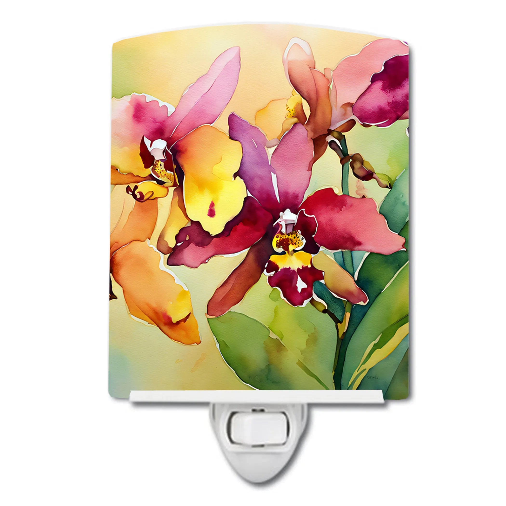 Flowers in Watercolor Ceramic Night Light - Pack Of: 1 | Collection name: Flowers in watercolor