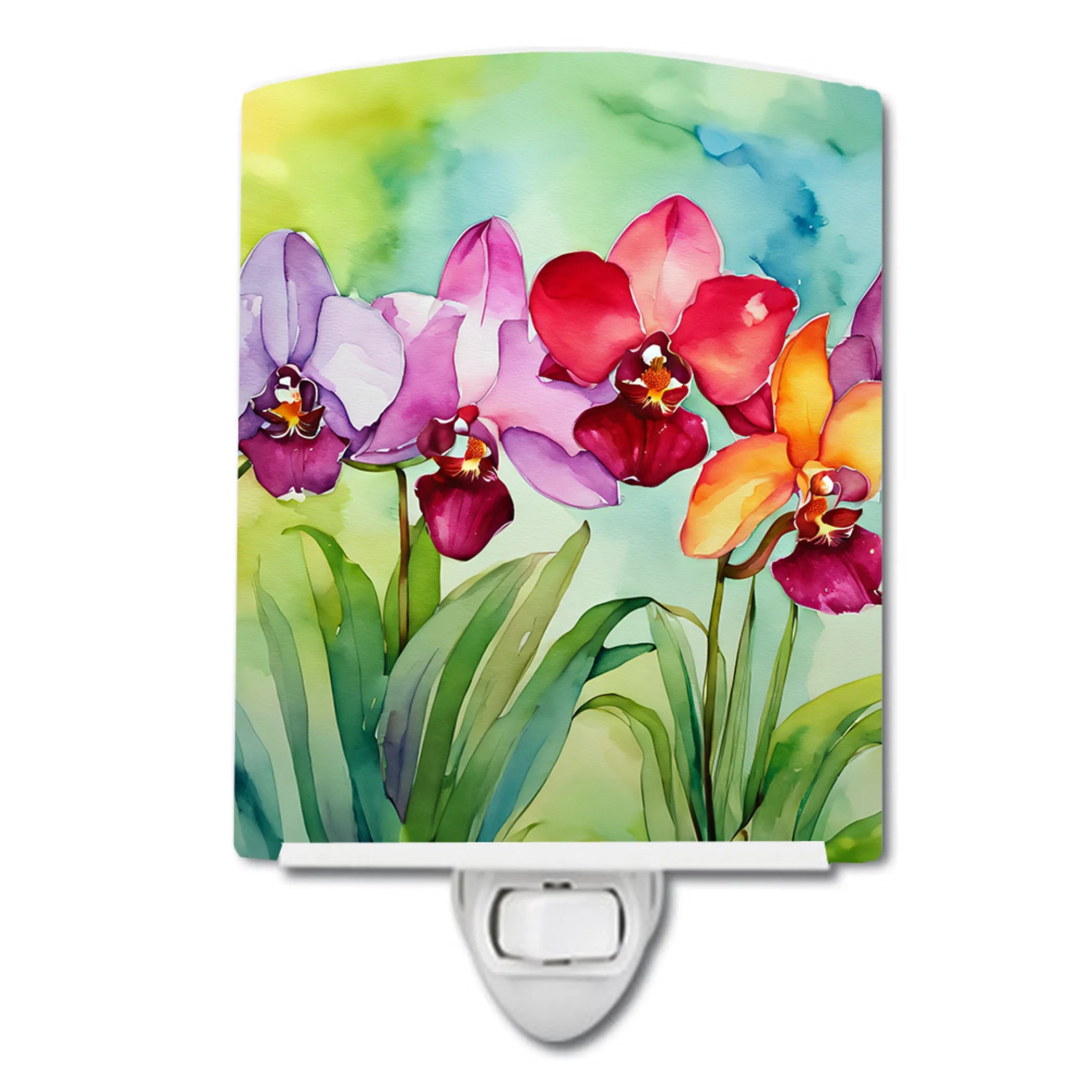 Flowers in Watercolor Ceramic Night Light - Pack Of: 1 | Collection name: Flowers in watercolor
